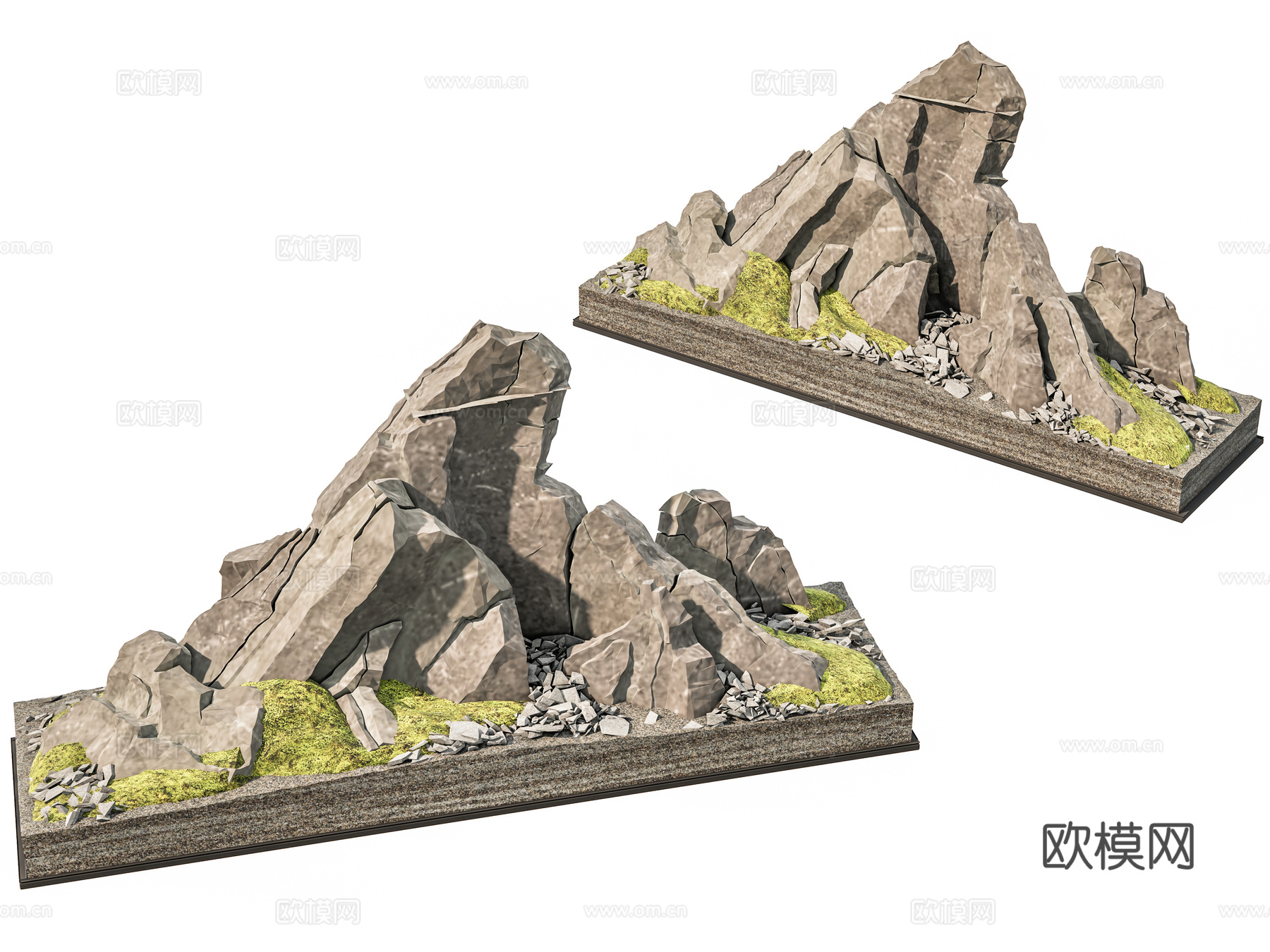 新中式现代石头 新中式庭院石头 庭院石头造景小品 石头摆件造su模型