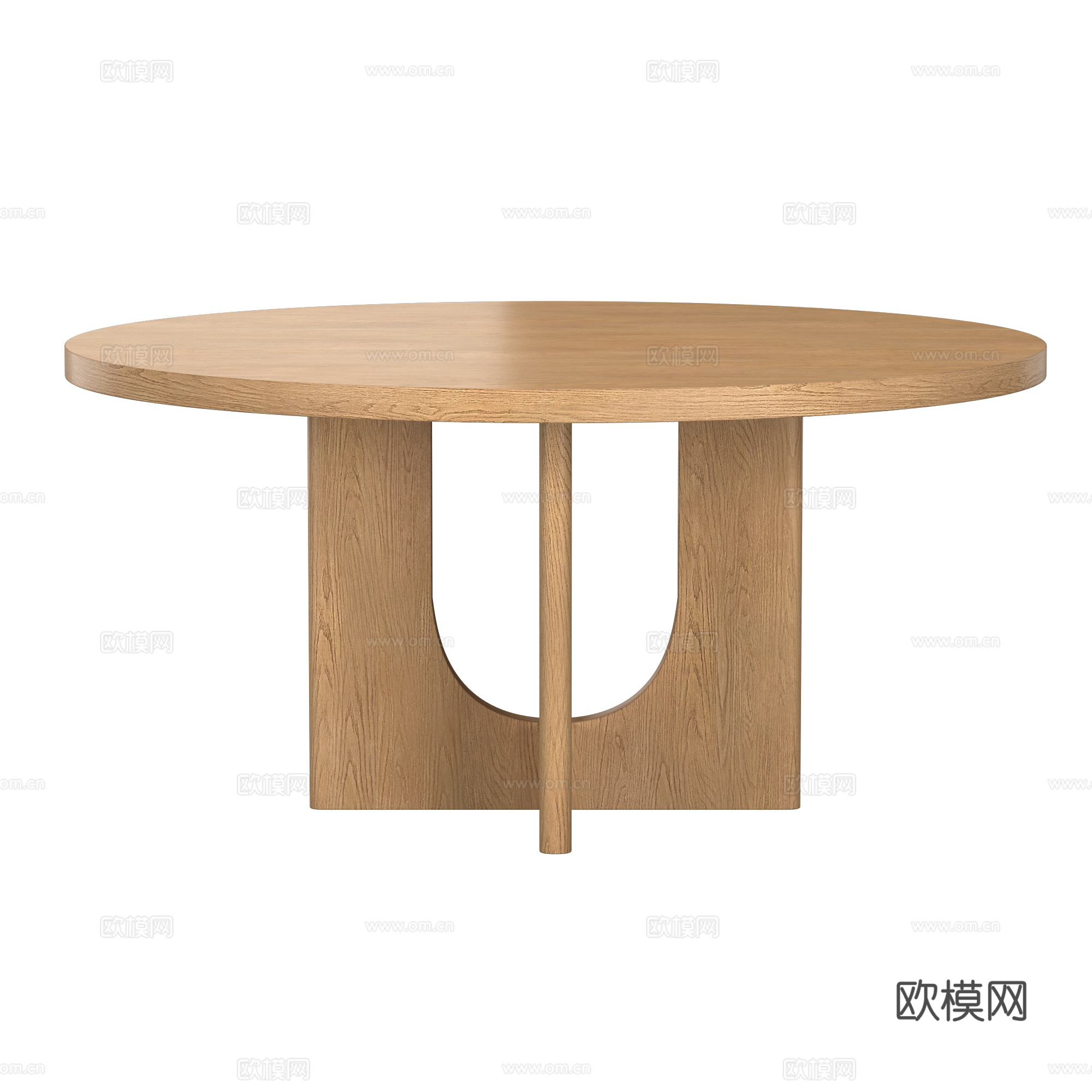 新中式实木圆餐桌3d模型