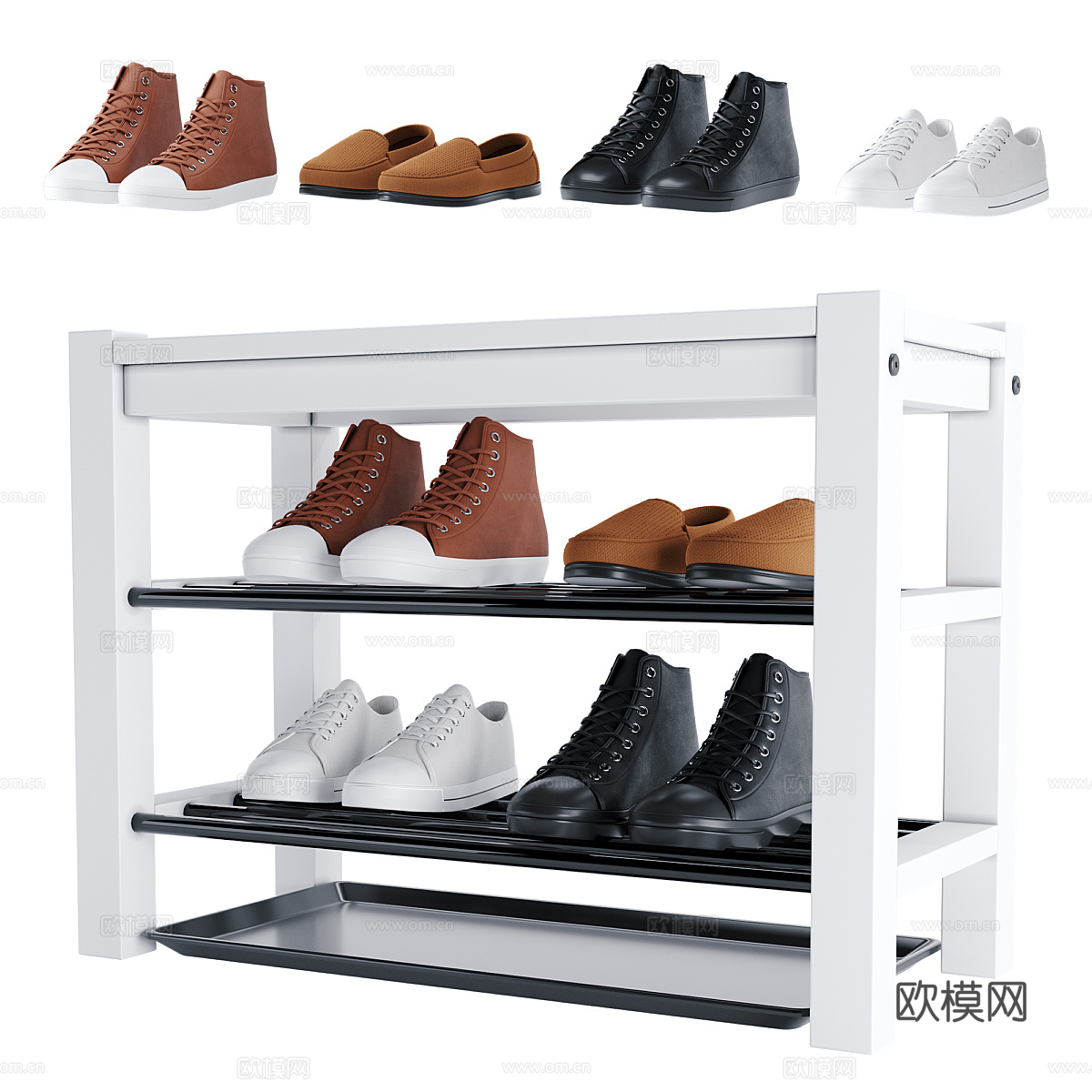 现代北欧成品鞋架3d模型