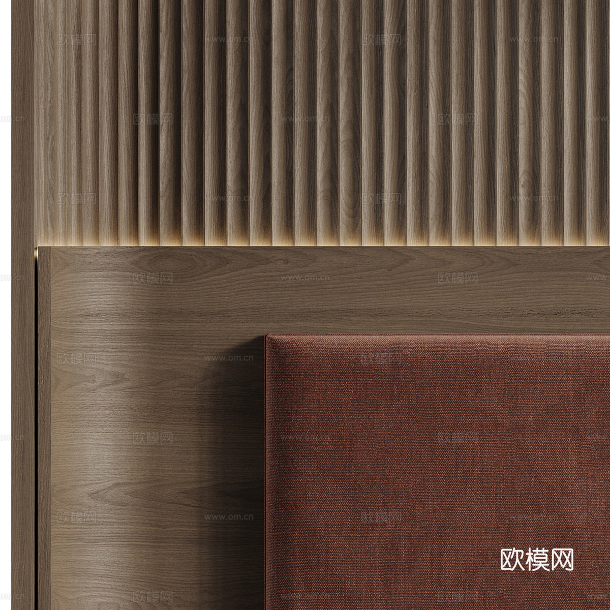 现代极简床头背景墙3d模型