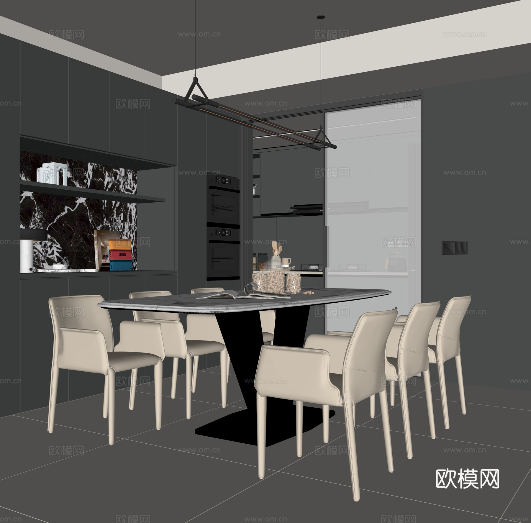 现代家居餐厅su模型