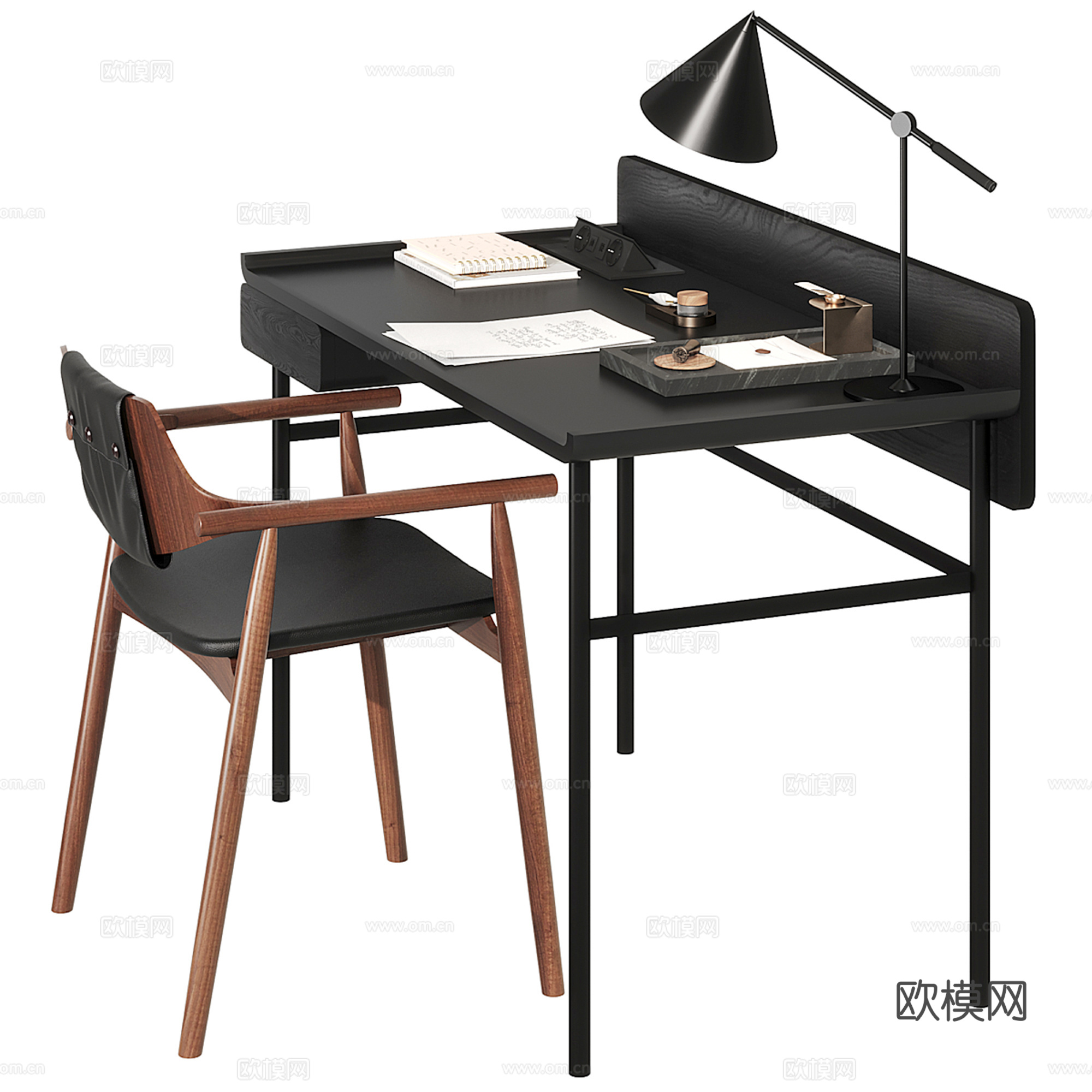 现代书桌椅组合su模型