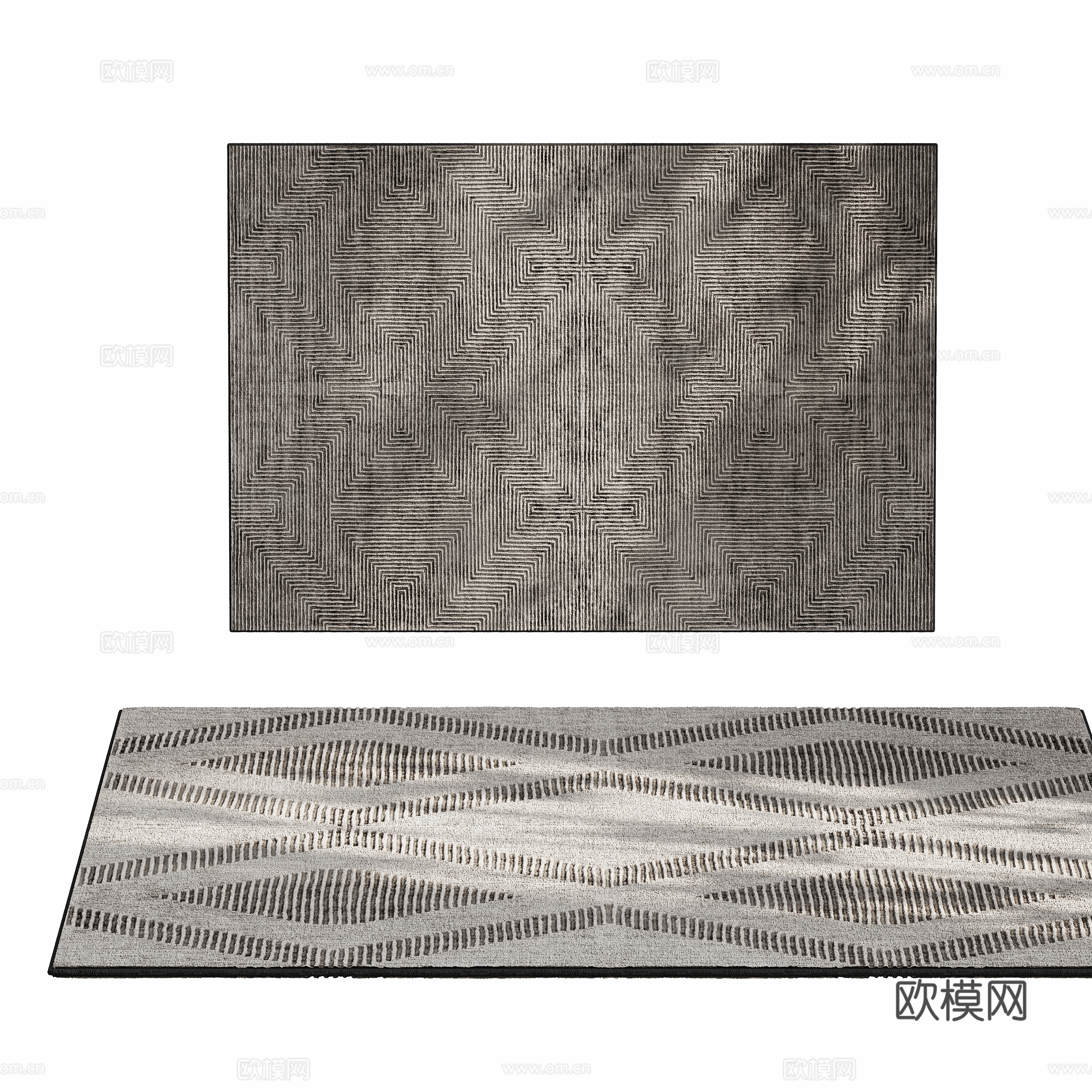 现代线条布地毯3d模型