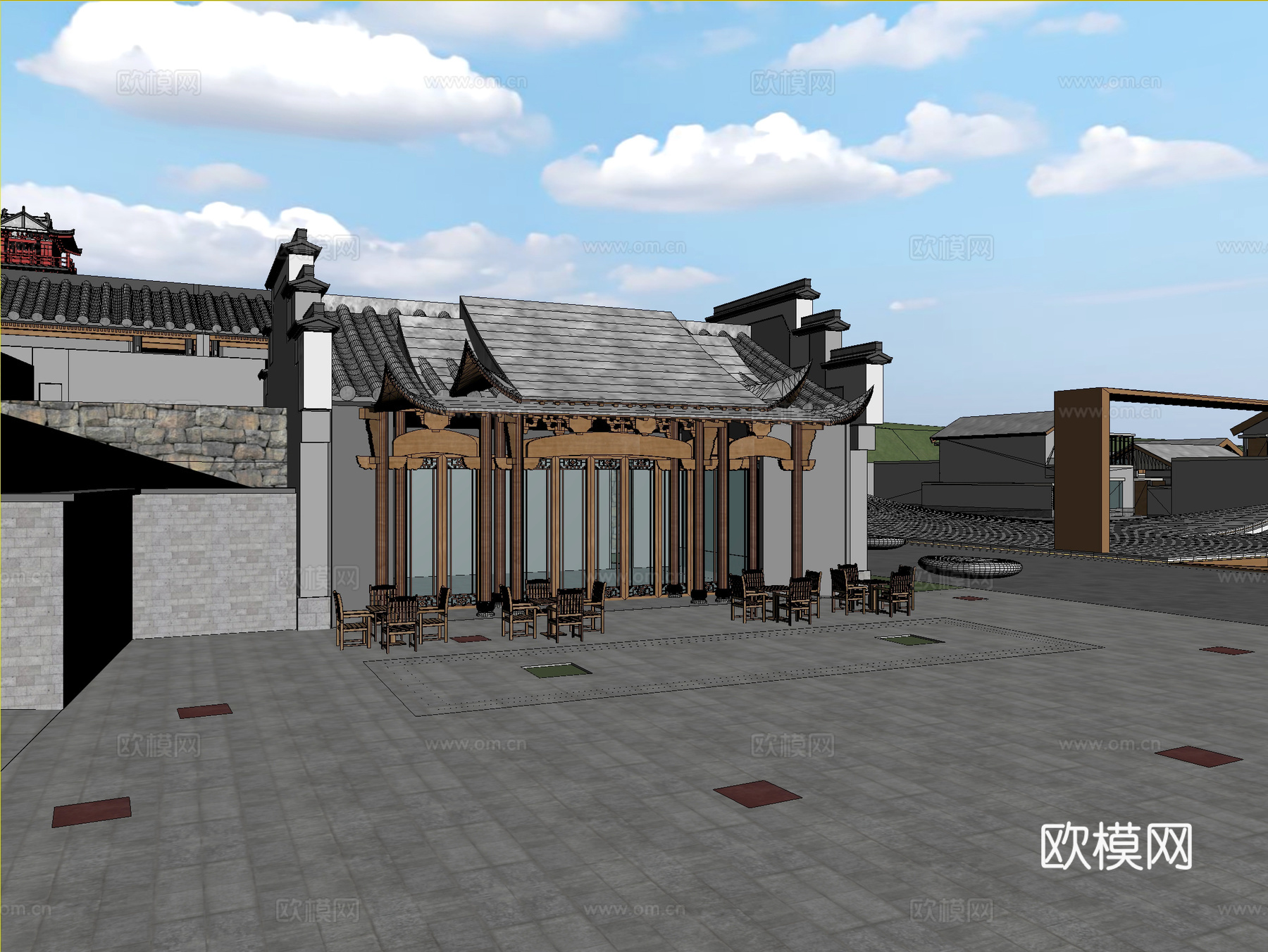 古建 小镇 商业街 中式建筑3d模型