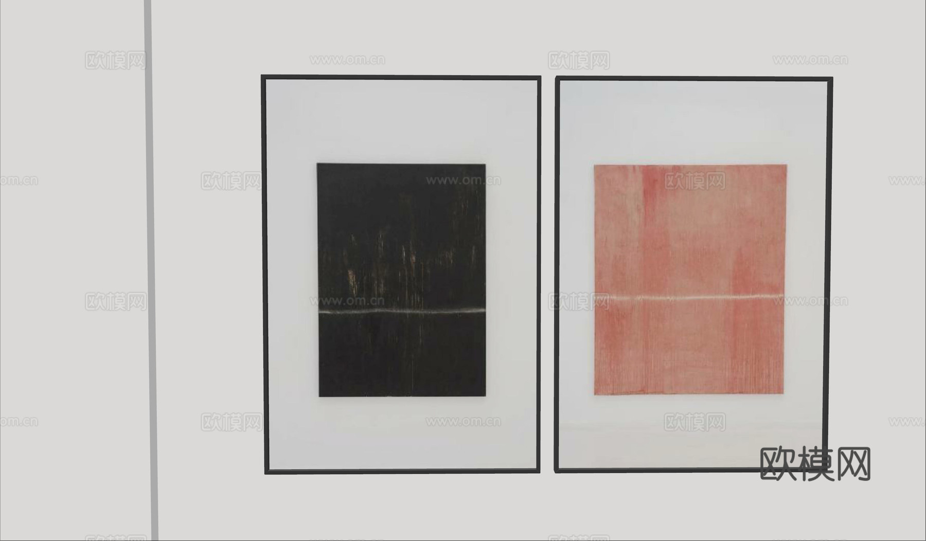 现代极简装饰画 侘寂中古风挂画 奶油风装饰画 意式挂画 黑白su模型