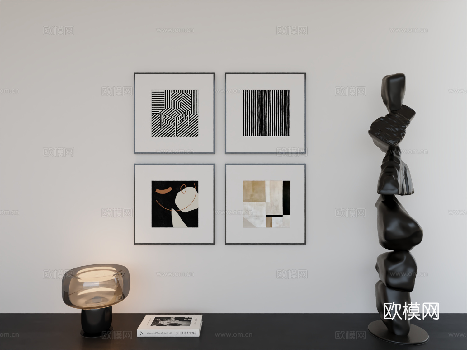 现代简约挂画极简阵列挂画3d模型