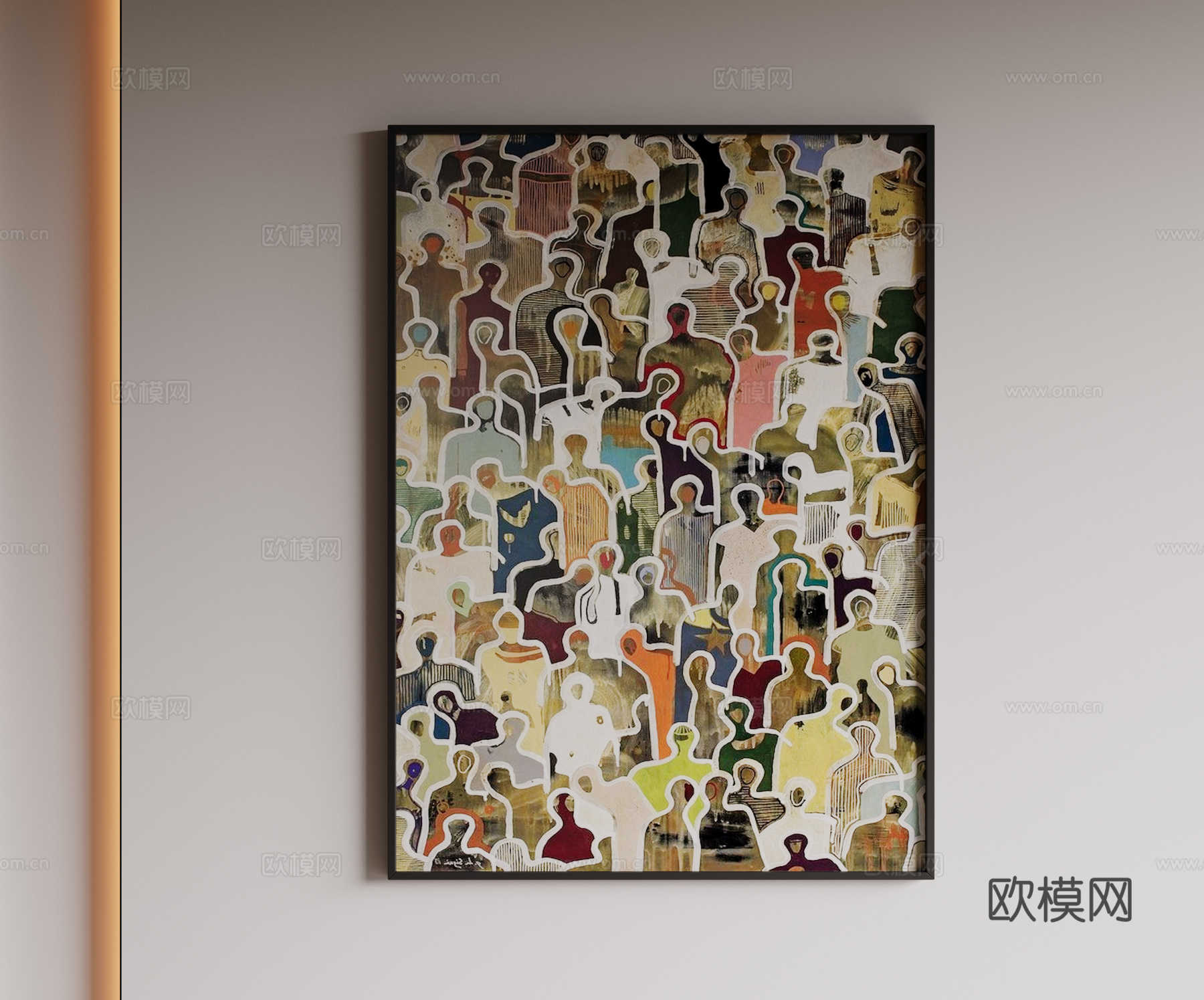 现代极简装饰画 侘寂中古风挂画 奶油风装饰画 意式挂画 黑白su模型
