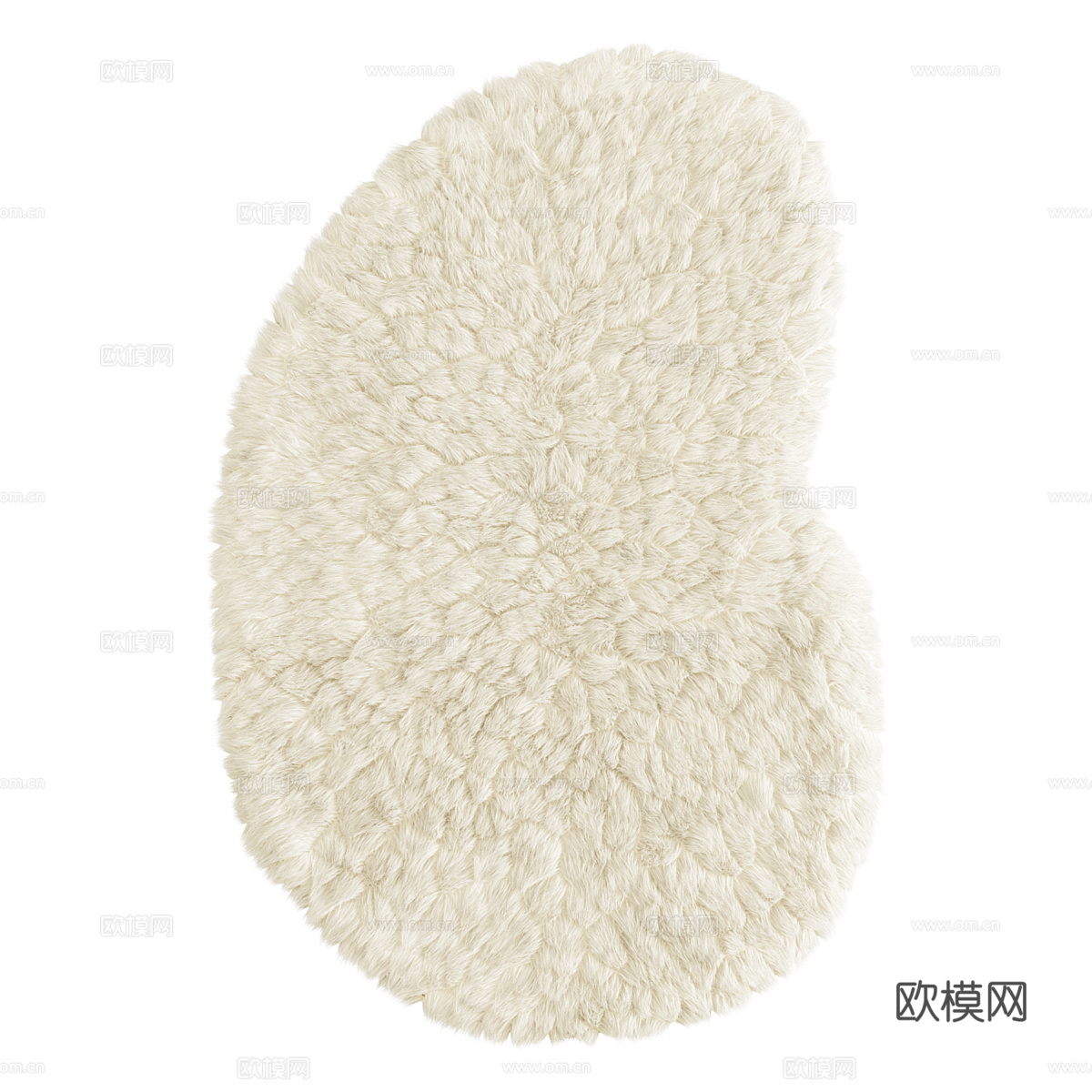 现代奶油风毛绒地毯3d模型