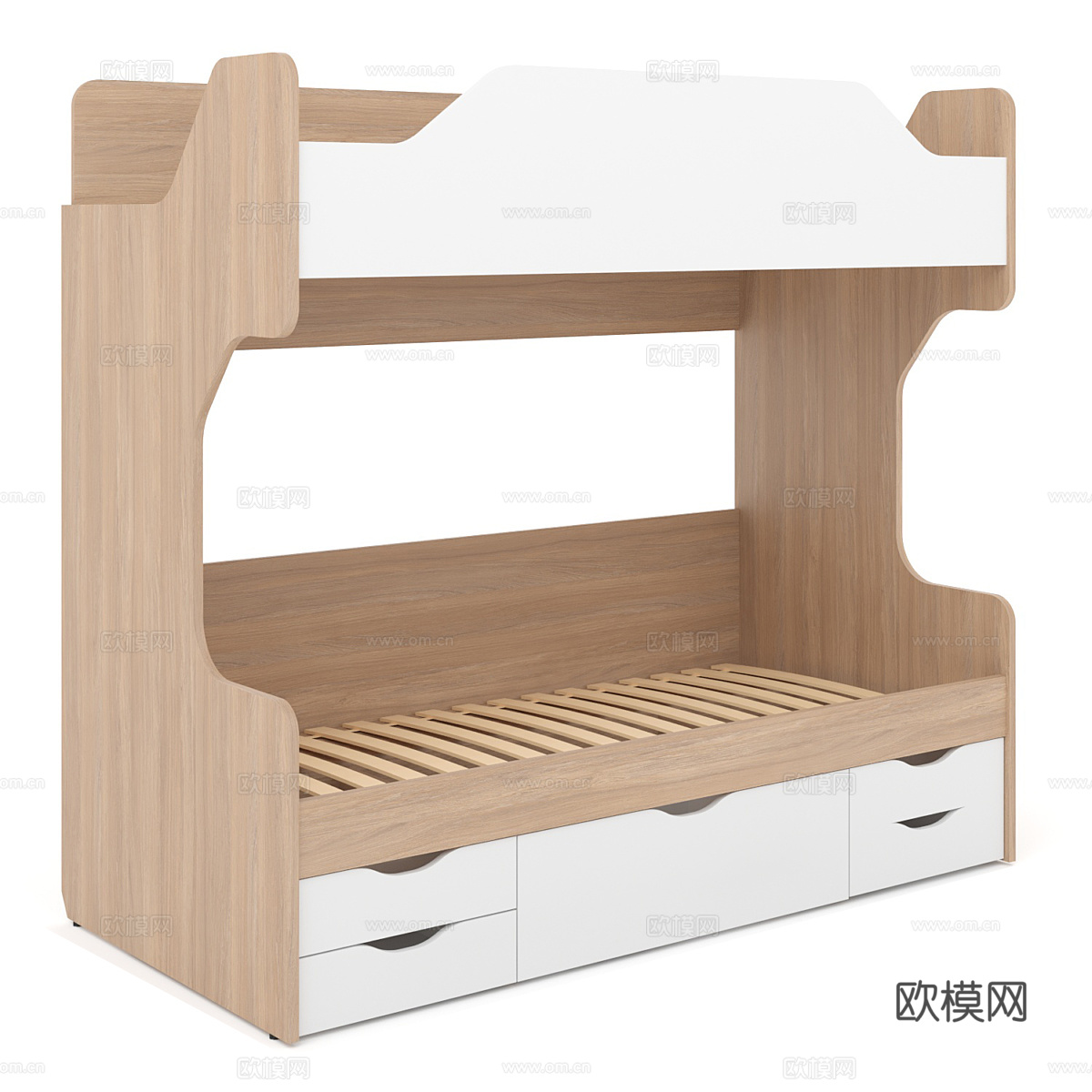 北欧简约上下床 儿童床 简约床 卧室床3d模型