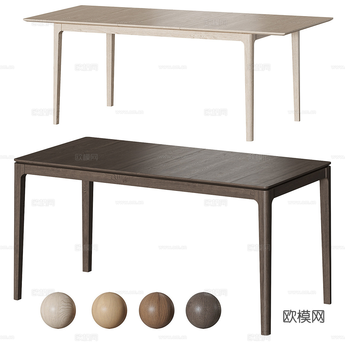 现代极简实木餐桌3d模型