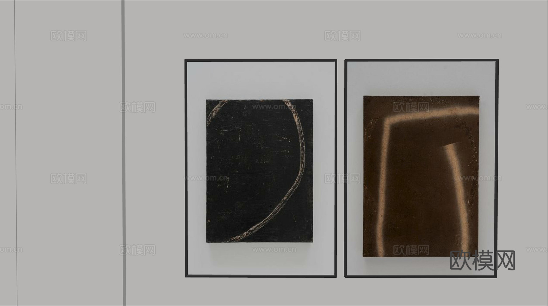 现代极简装饰画 侘寂中古风挂画 奶油风装饰画 意式挂画 黑白su模型