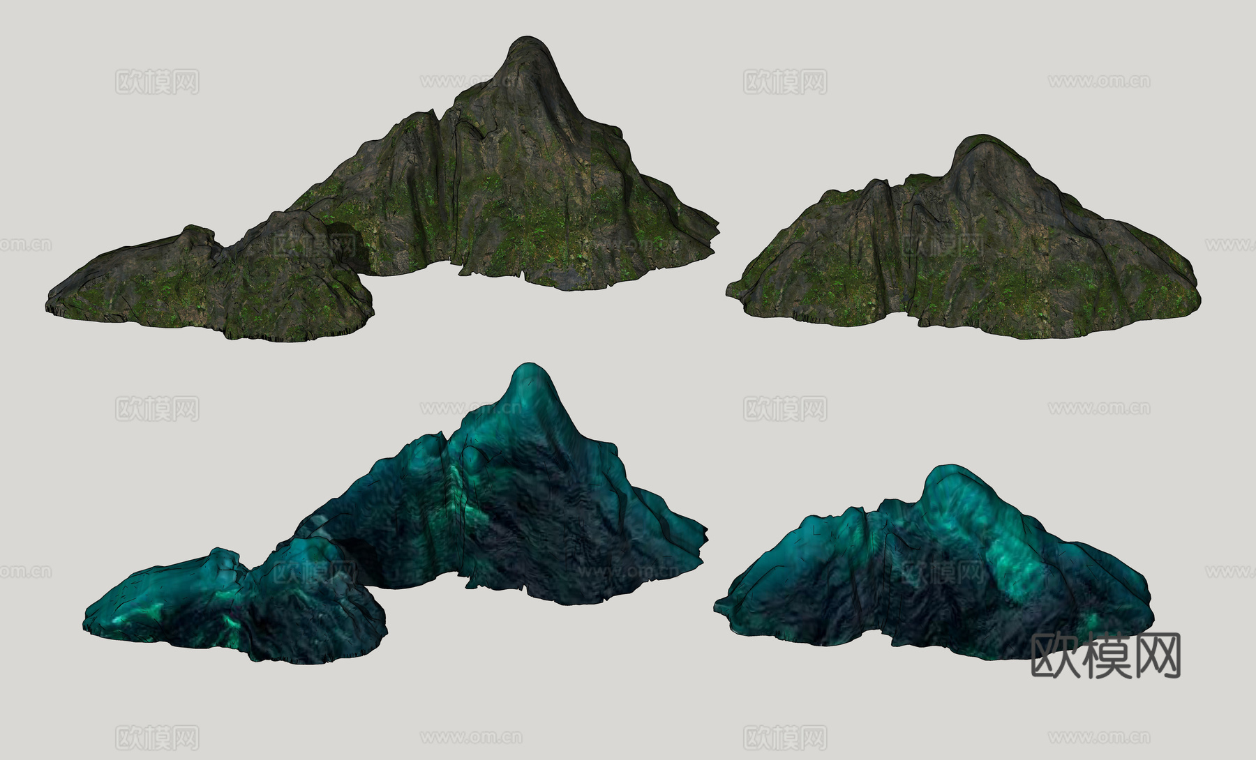 新中式雪浪石 假山片石 泰山石 景观置石 石景 景石 片岩石su模型