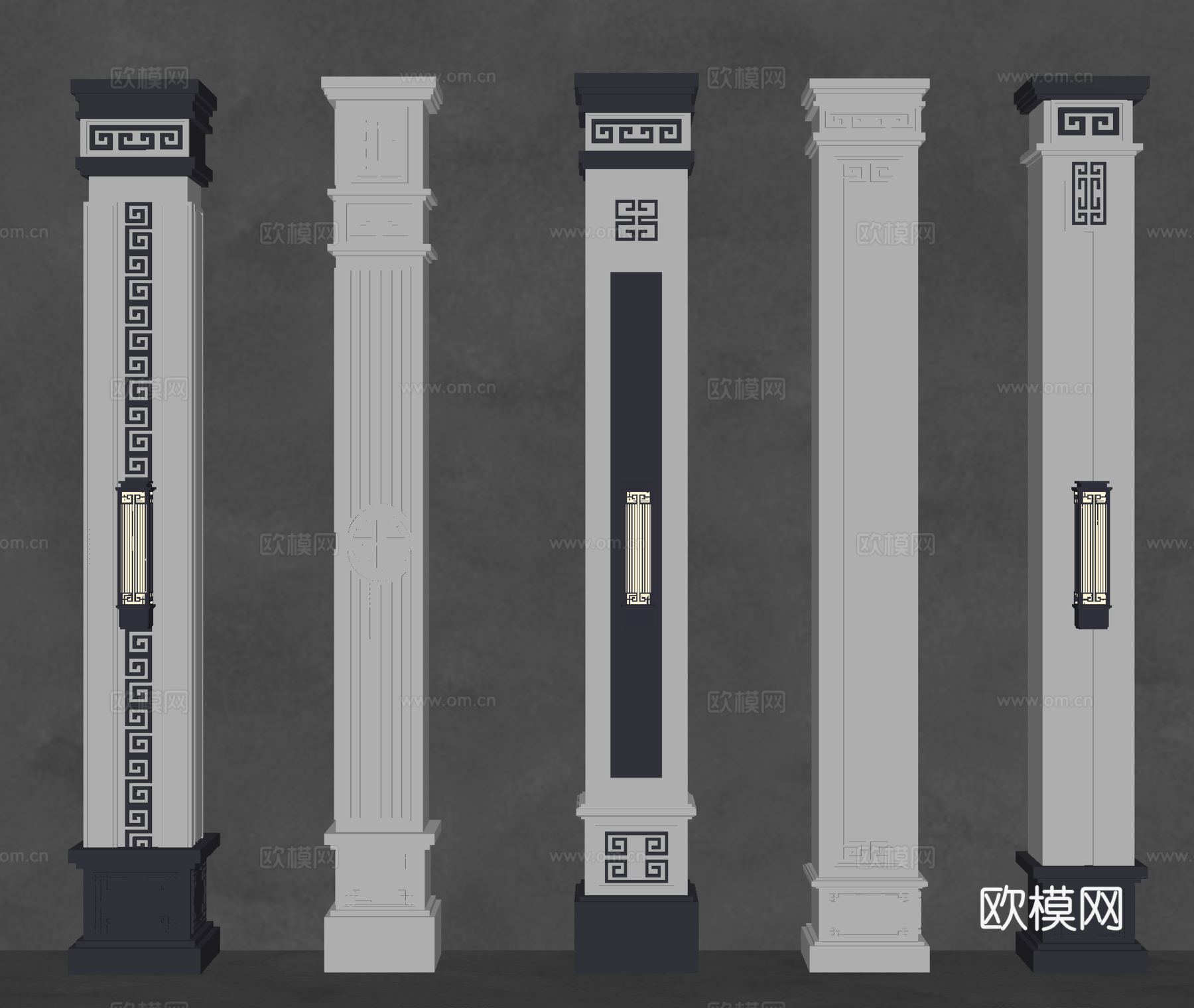 罗马柱 方柱 柱子 门庭柱 装饰柱su模型