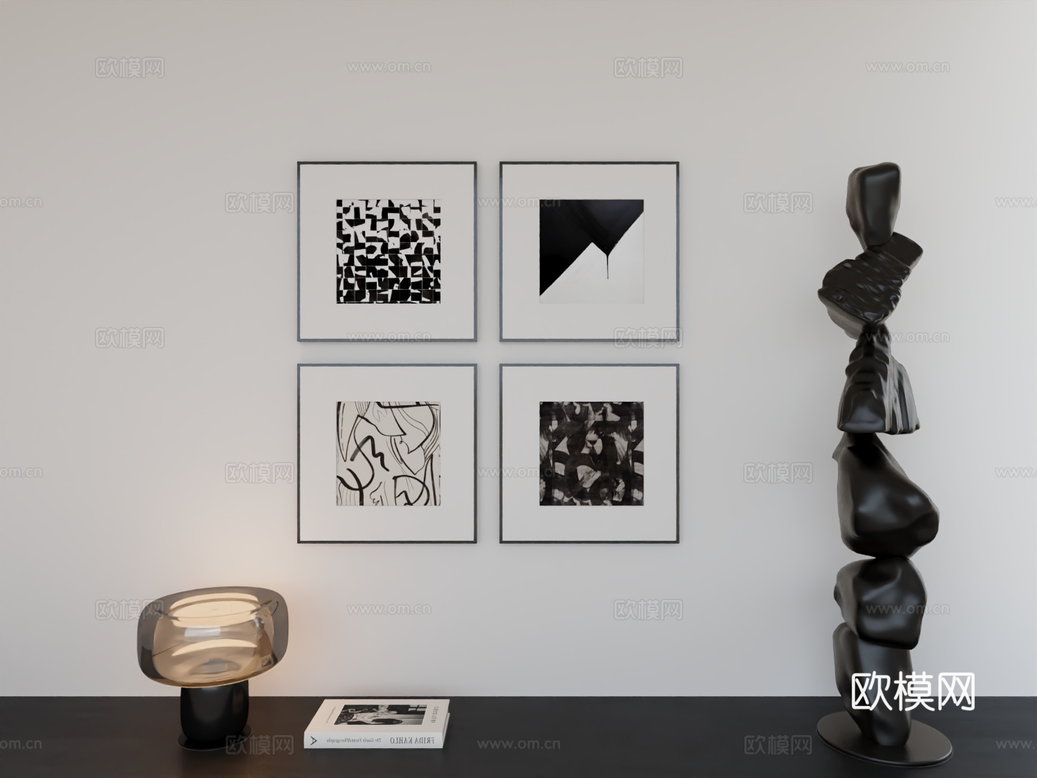 现代简约挂画极简阵列挂画3d模型