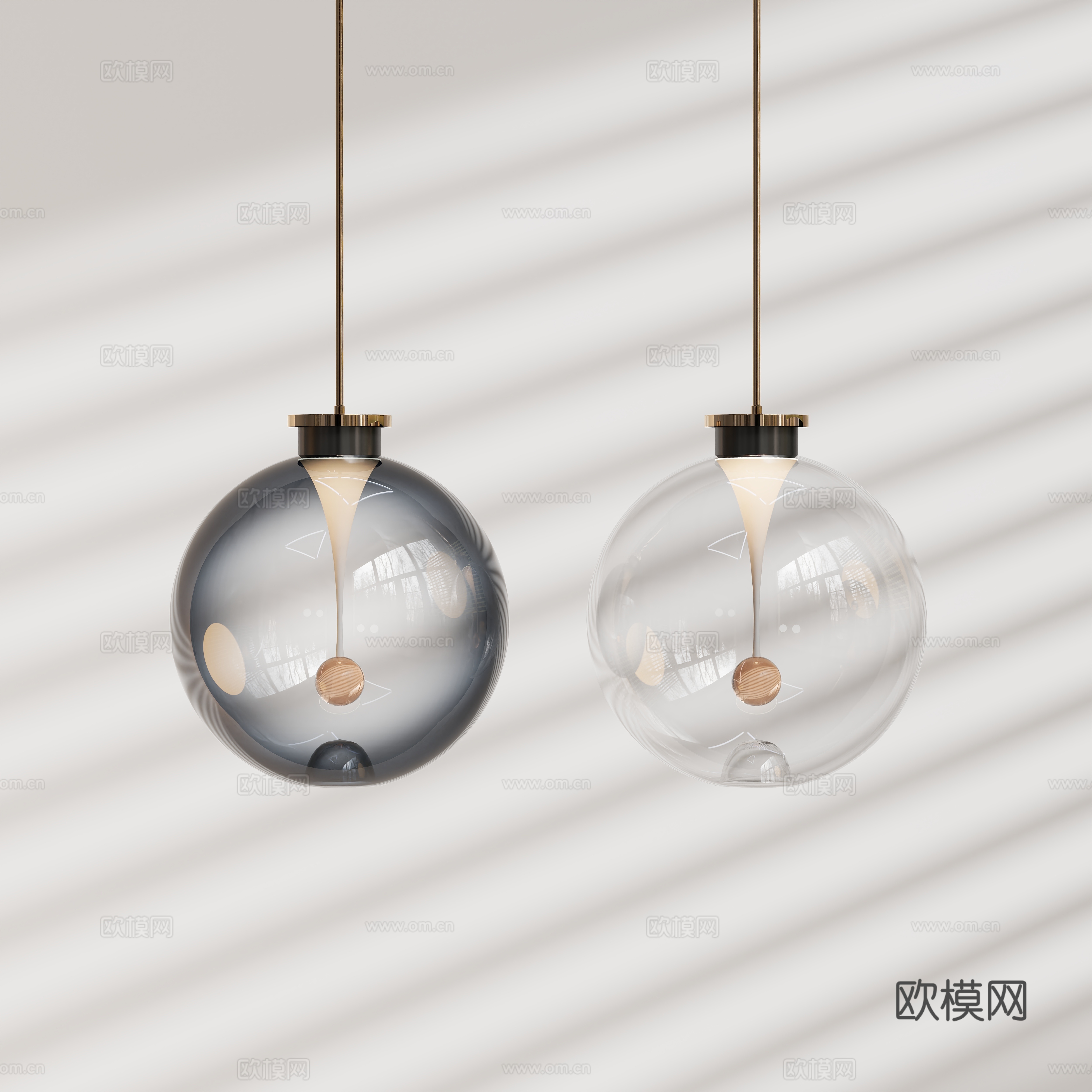 现代玻璃球形吊灯su模型