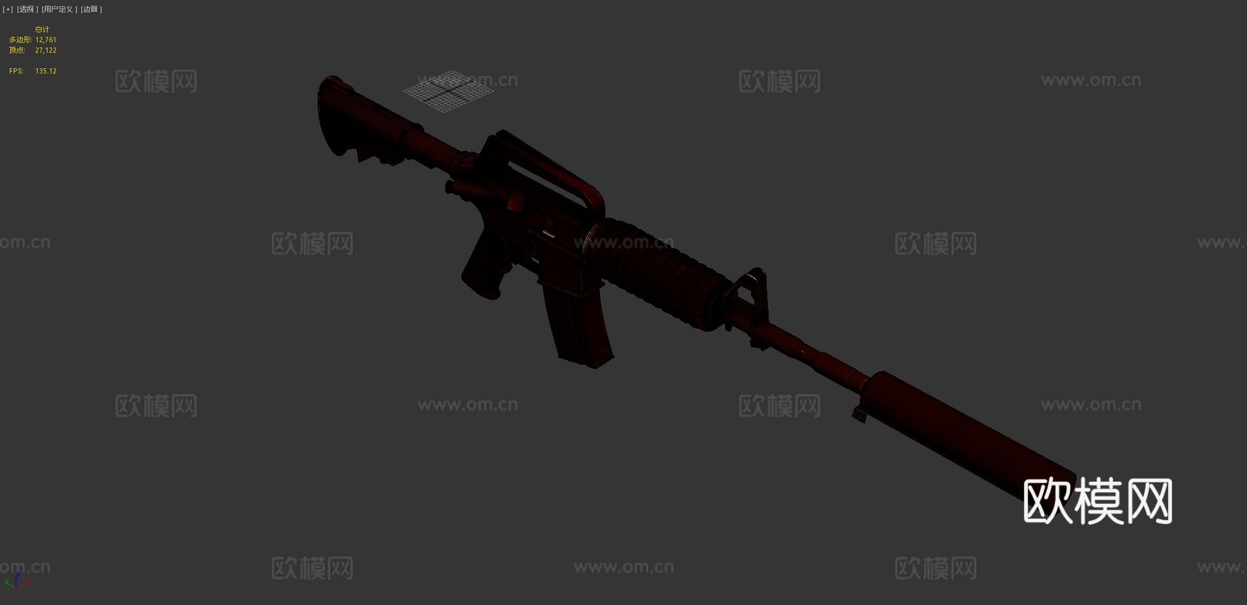 M4A1-S-火焰柳3d模型