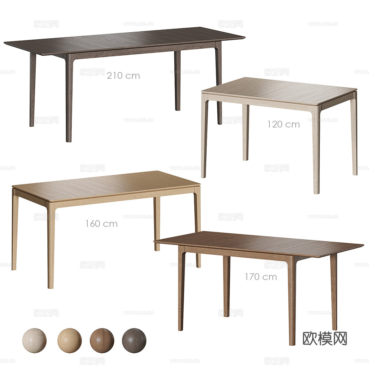 现代极简实木餐桌3d模型