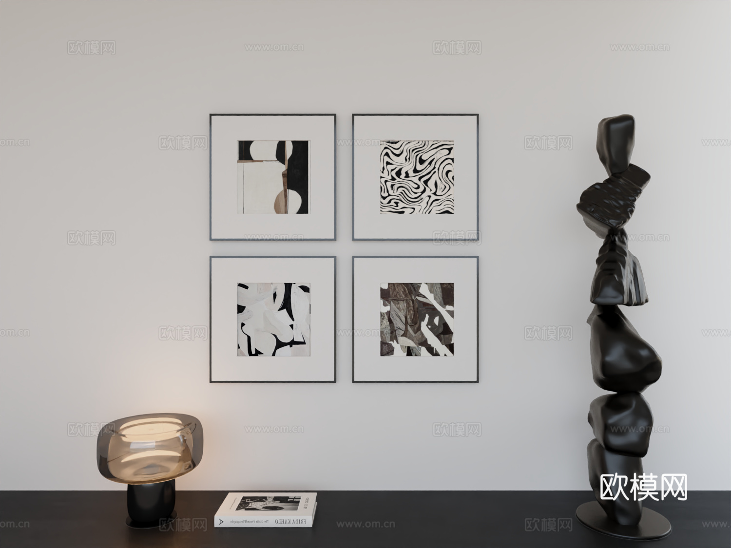 现代简约挂画极简阵列挂画3d模型