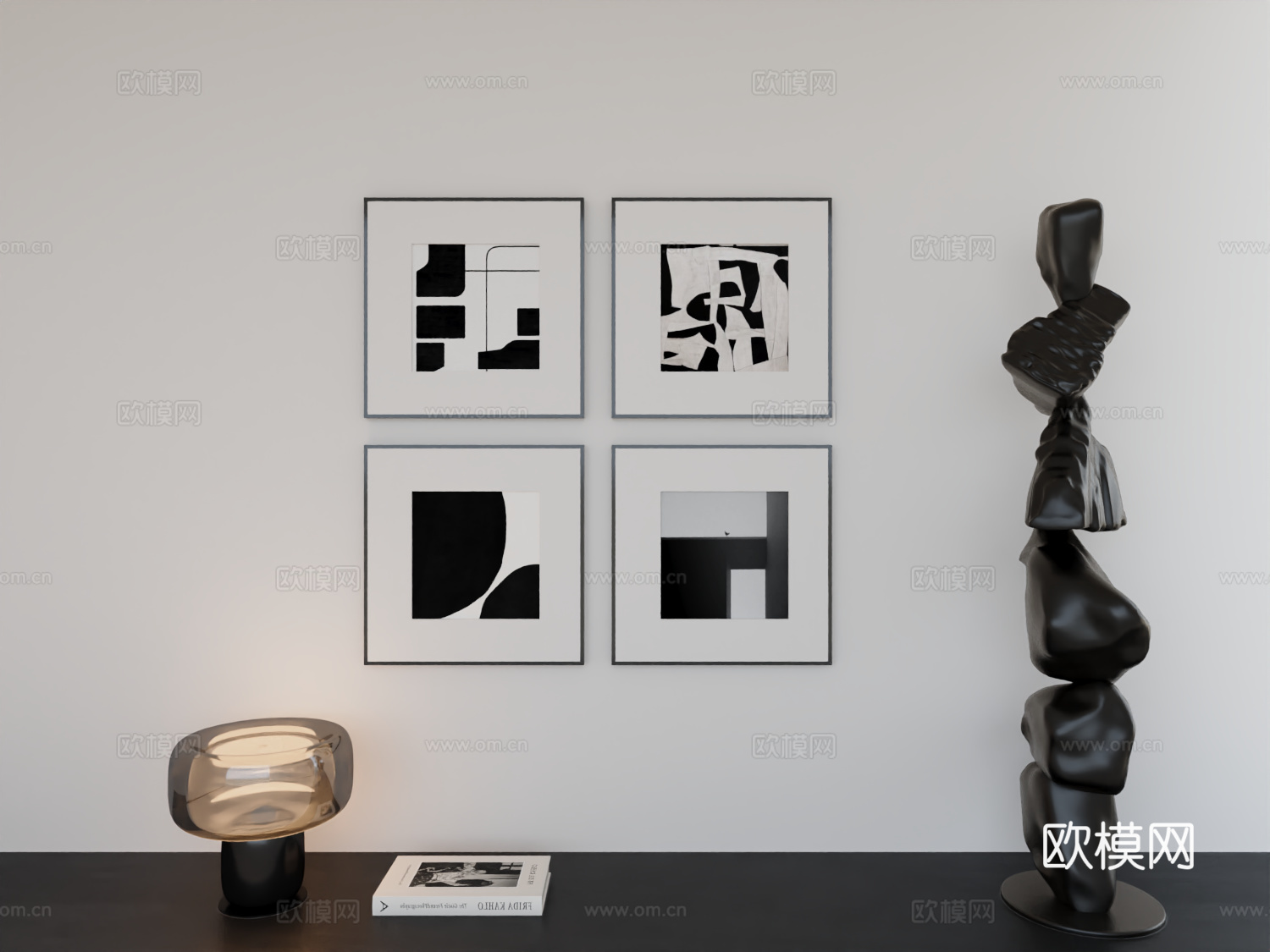 现代简约挂画极简阵列挂画3d模型