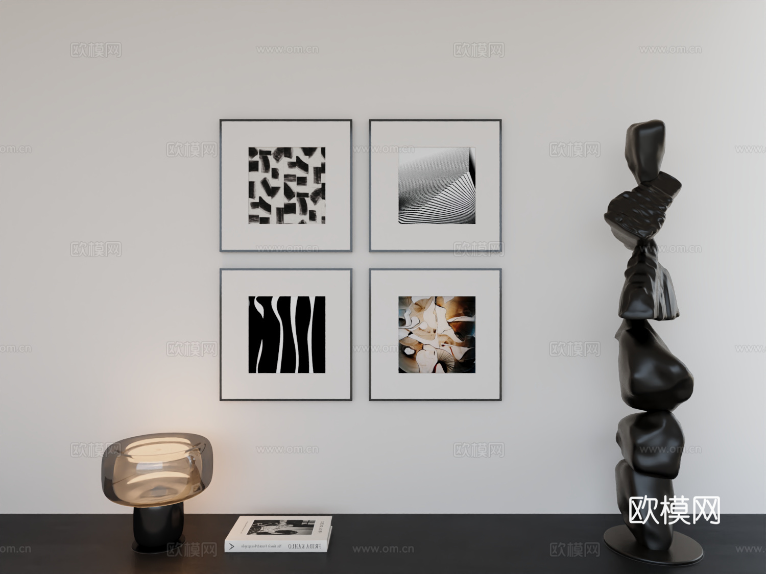 现代简约挂画极简阵列挂画3d模型