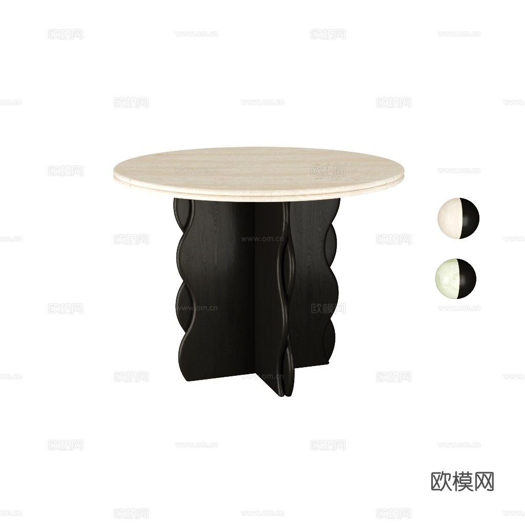 得闲 斑斓圆桌 中古风圆桌3d模型