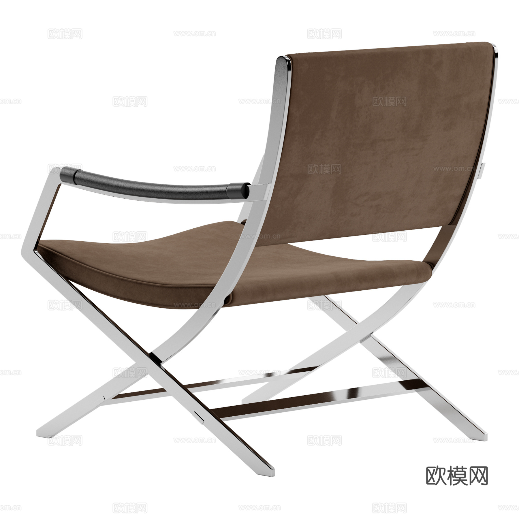 现代意式不锈钢扶手椅3d模型