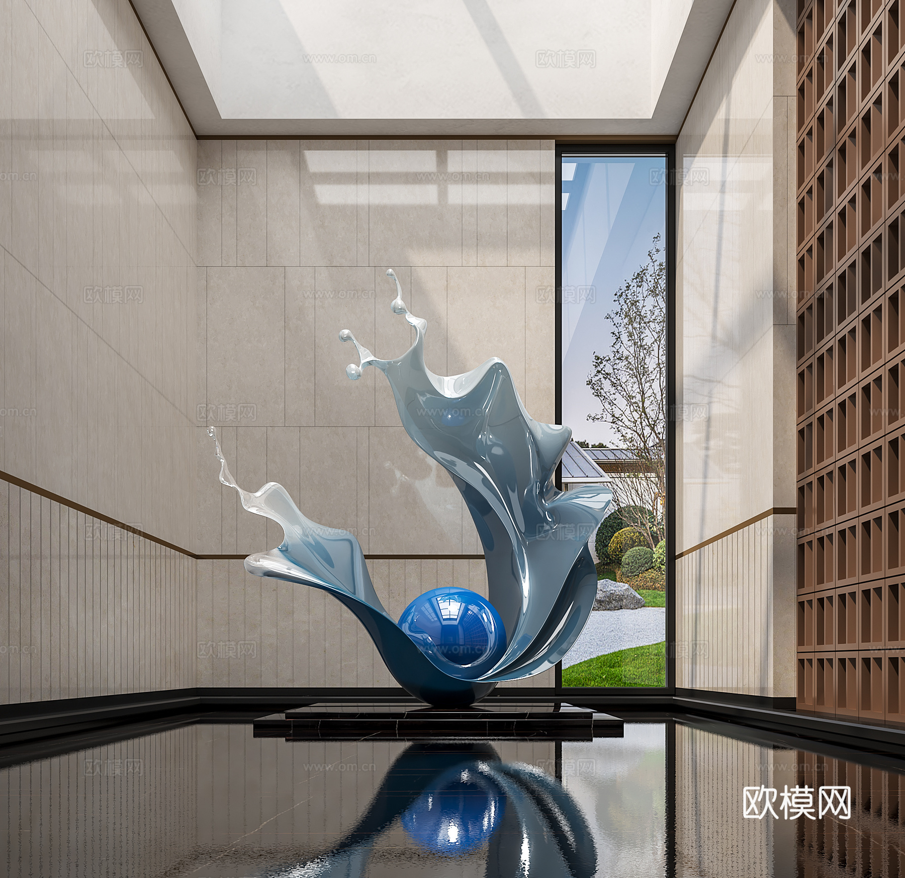 现代景观雕塑 浪花雕塑 抽象雕塑 艺术装置 现代大厅艺术装置3d模型
