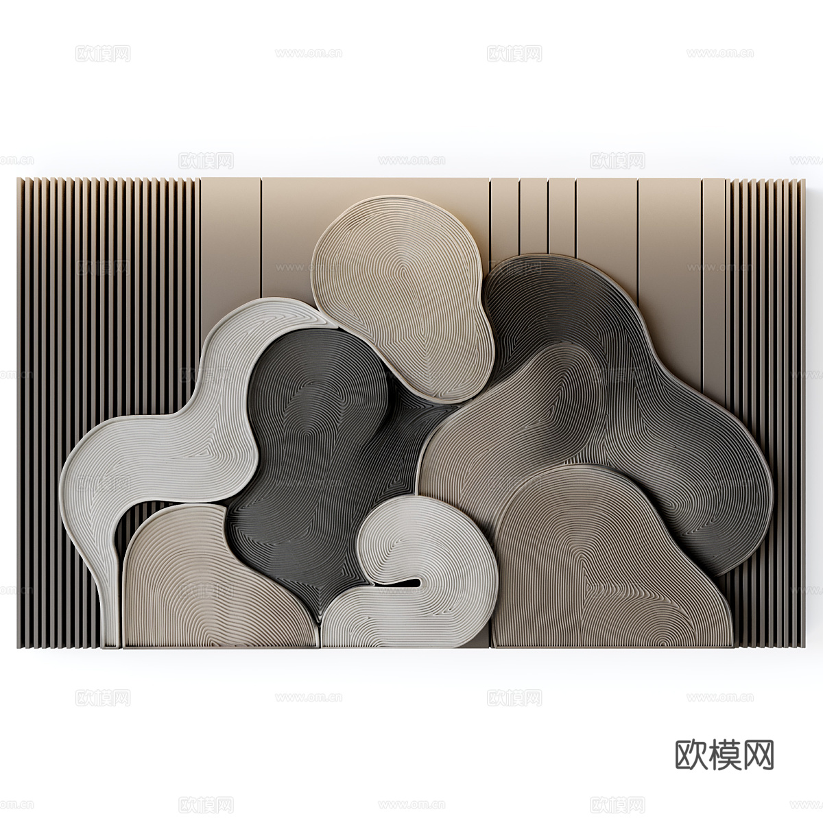 现代侘寂背景墙3d模型