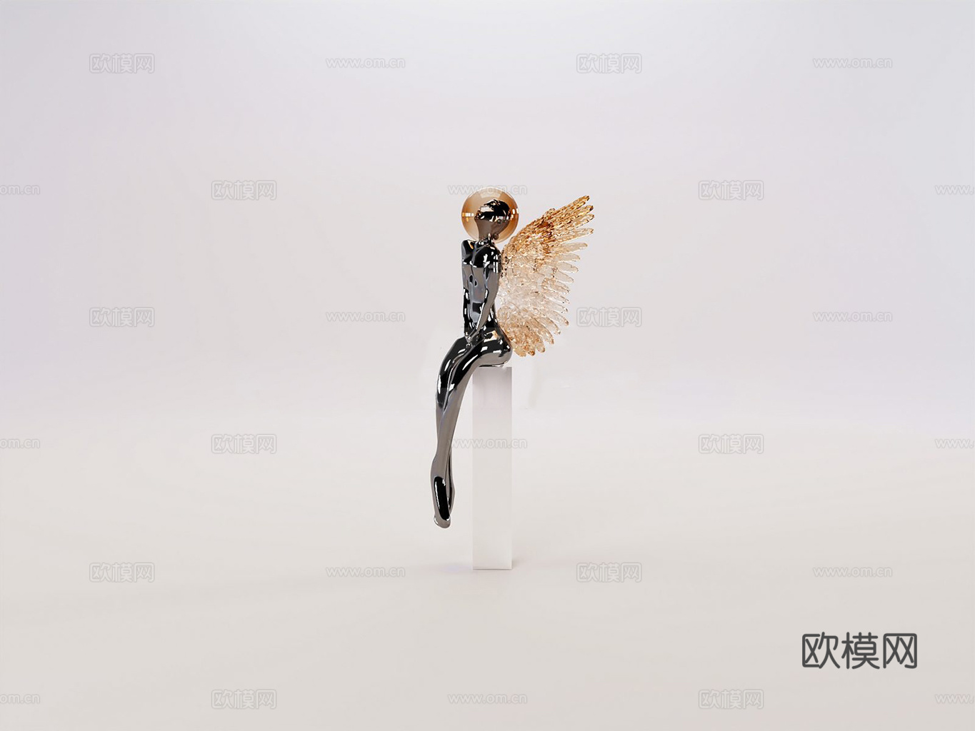 现代简约艺术摆件 雕塑 人型雕塑 玻璃艺术 金属雕塑 艺术品su模型