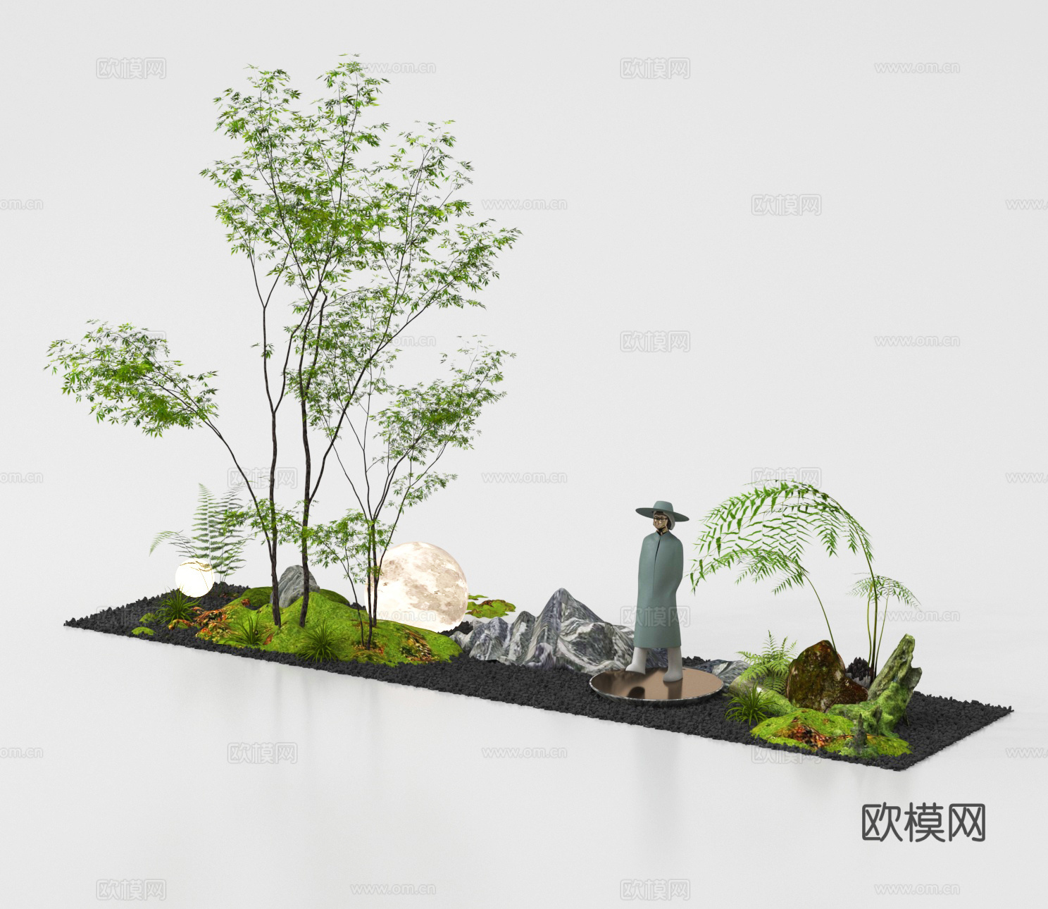 植物造景 庭院景观 景观小品su模型