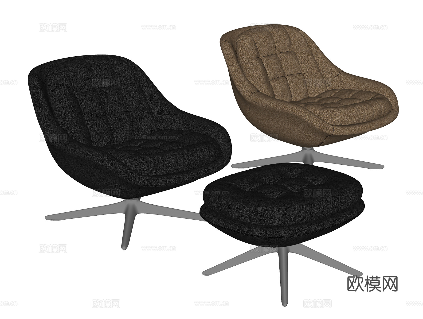 Minotti Kendall沙发椅 皮革沙发椅 脚踏su模型
