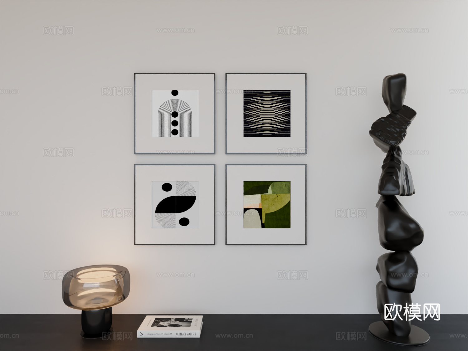 现代简约挂画极简阵列挂画3d模型