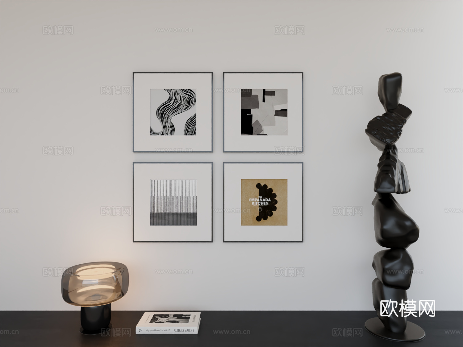 现代简约挂画极简阵列挂画3d模型