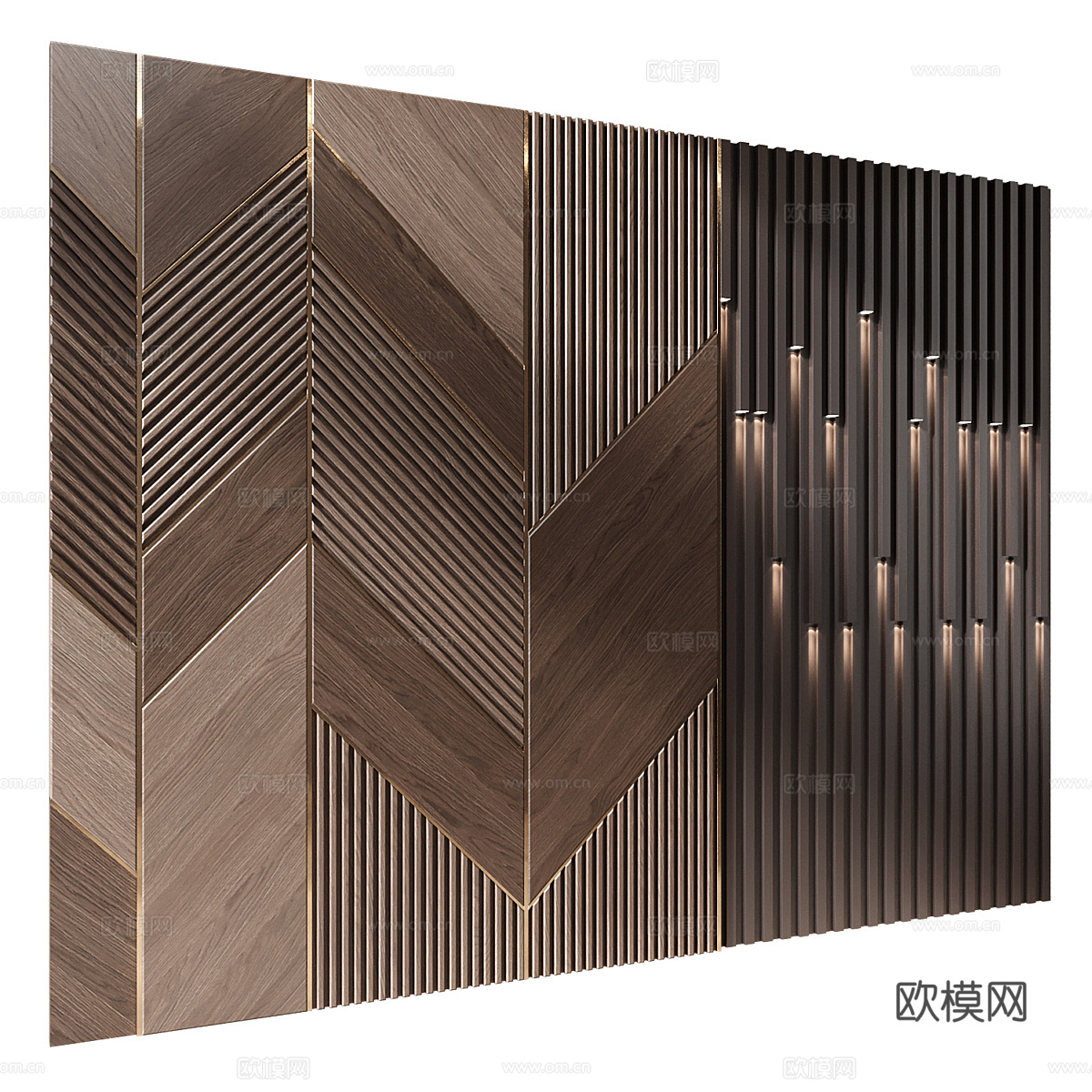 现代意式轻奢木格栅背景墙3d模型