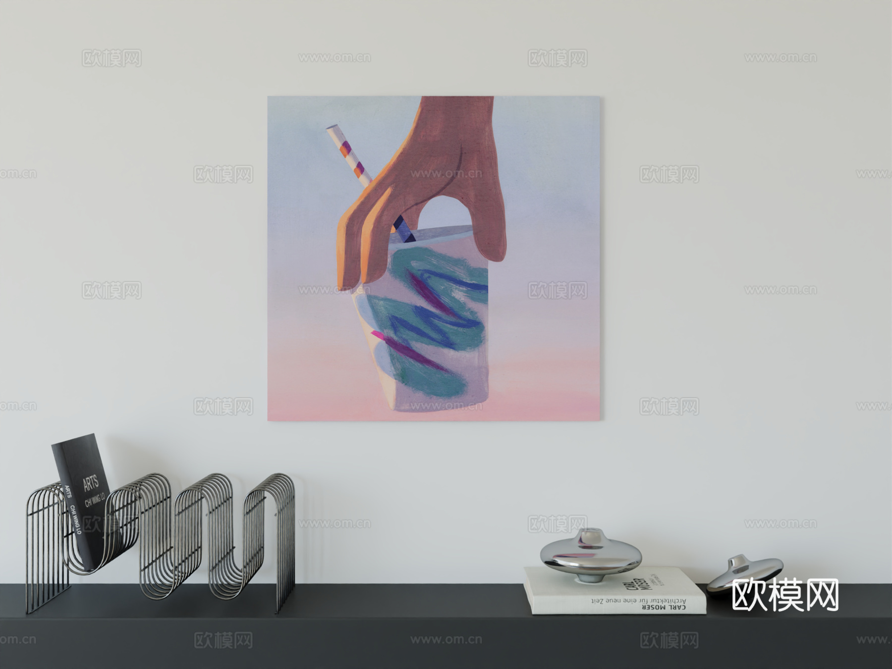 现代简约挂画包豪斯艺术挂画3d模型