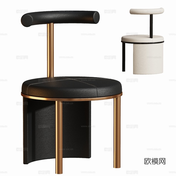 现代金属皮餐椅su模型下载(渲染图1)