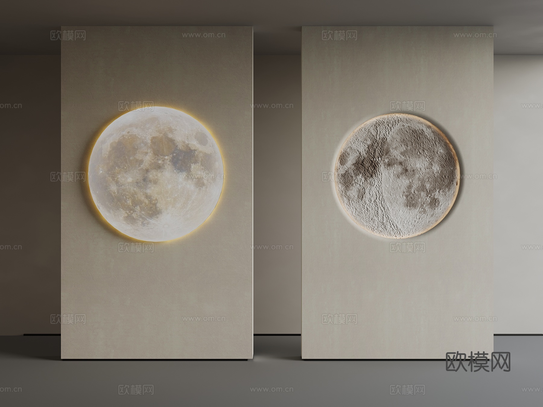 现代月球灯 玄关隔断墙3d模型