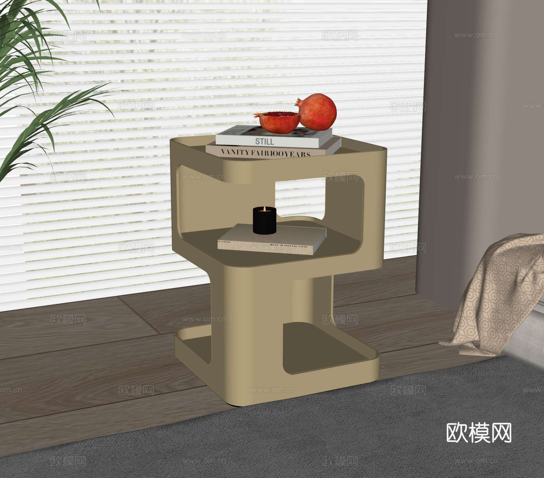 现代床头柜su模型下载（渲染图2）