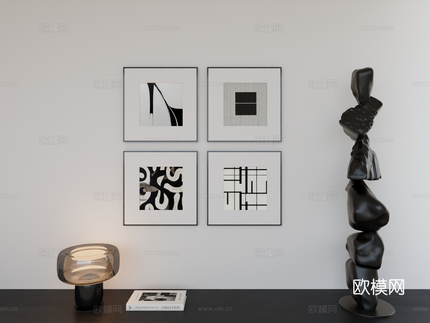 现代简约挂画极简阵列挂画3d模型