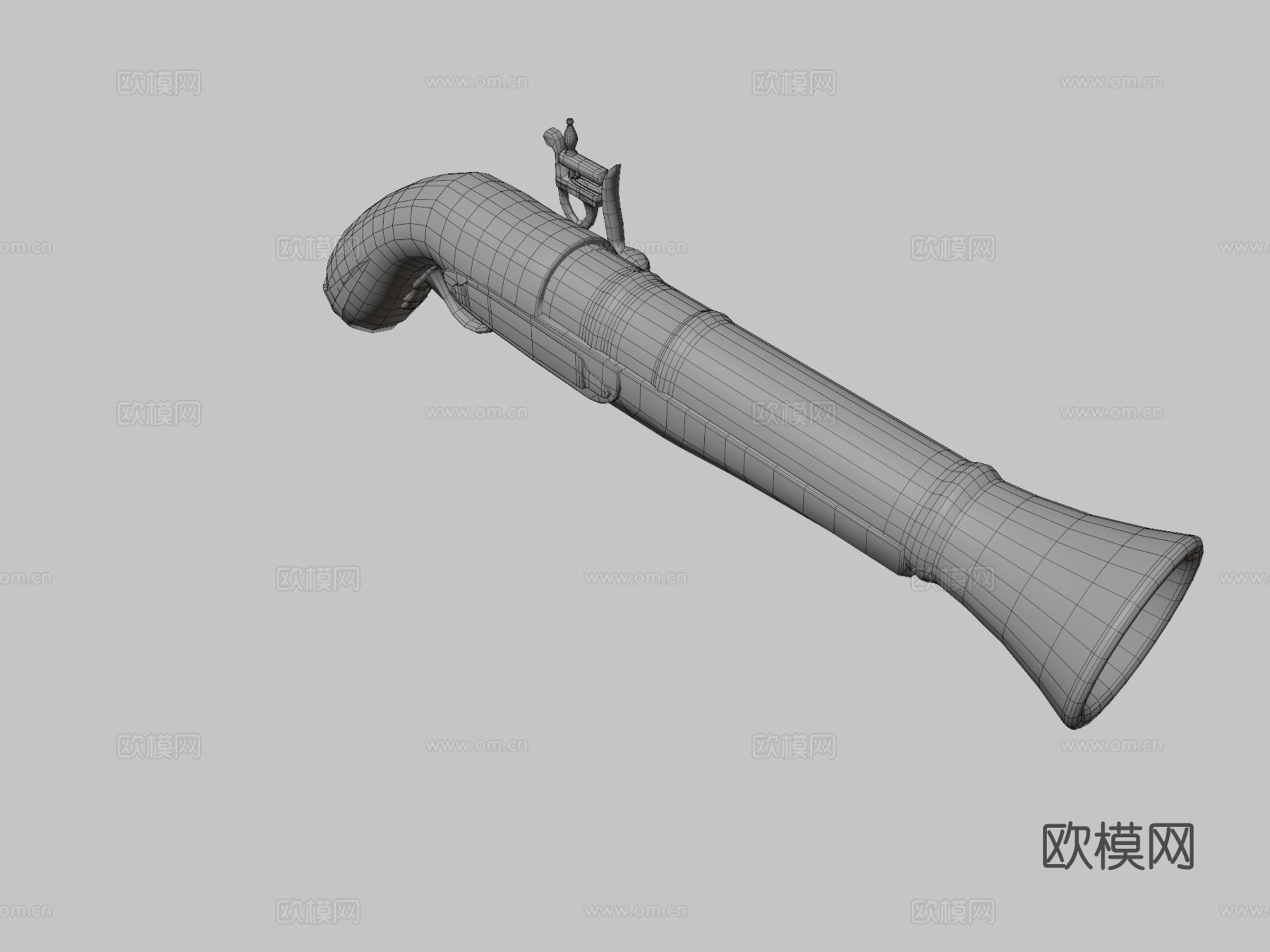 中世纪手枪(低多边形)(游戏可用)3d模型