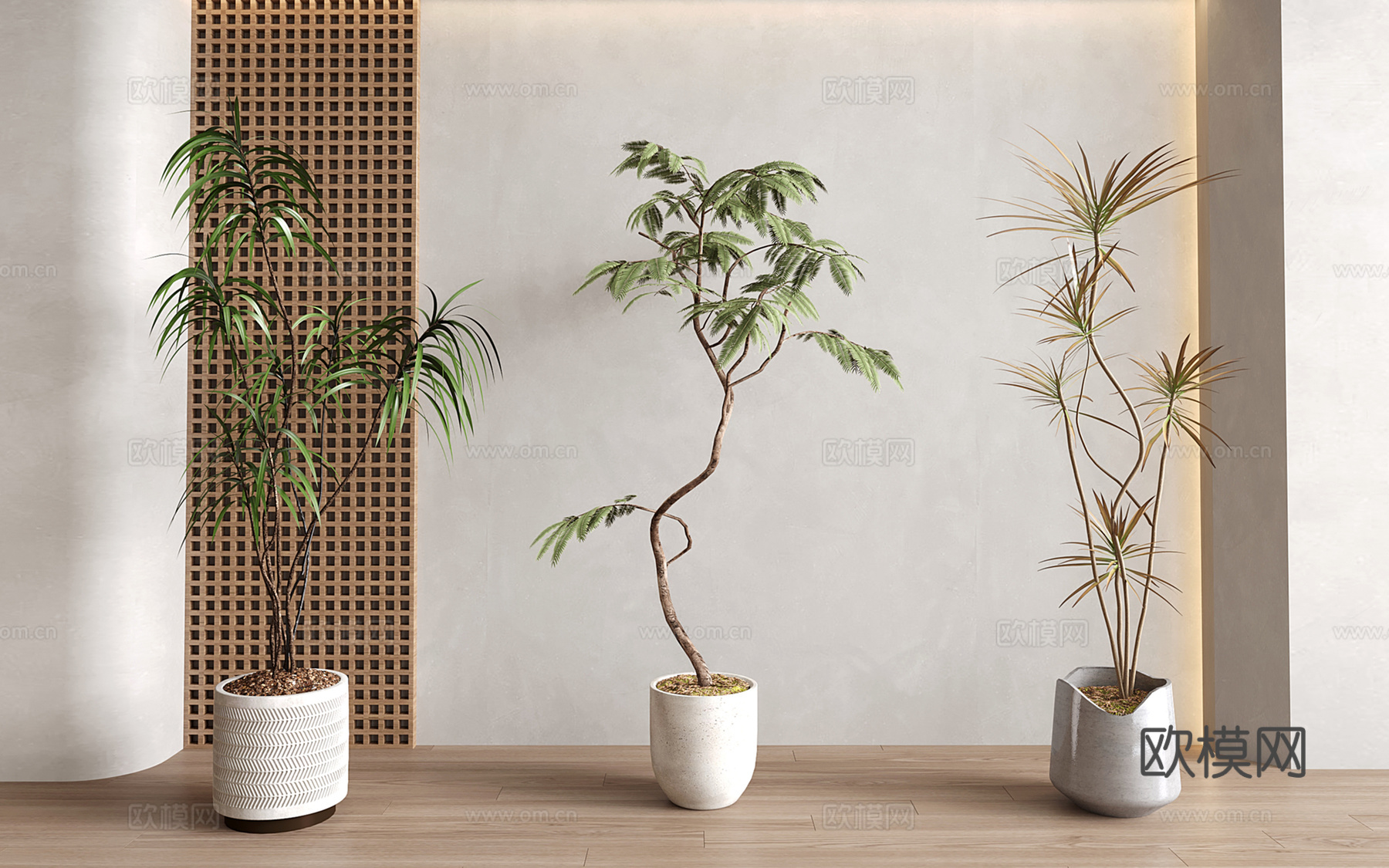 现代中古绿植盆栽 盆景su模型