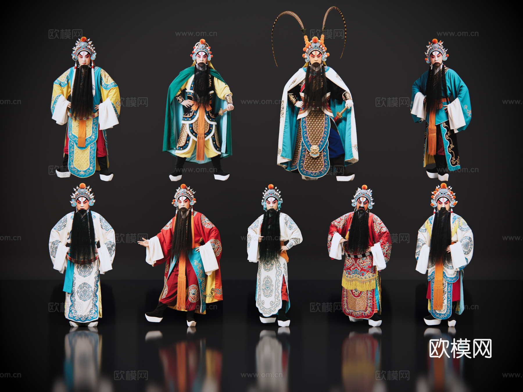 2D京剧人物 生旦净末丑 老生 戏剧角色 地方戏剧 潮剧su模型