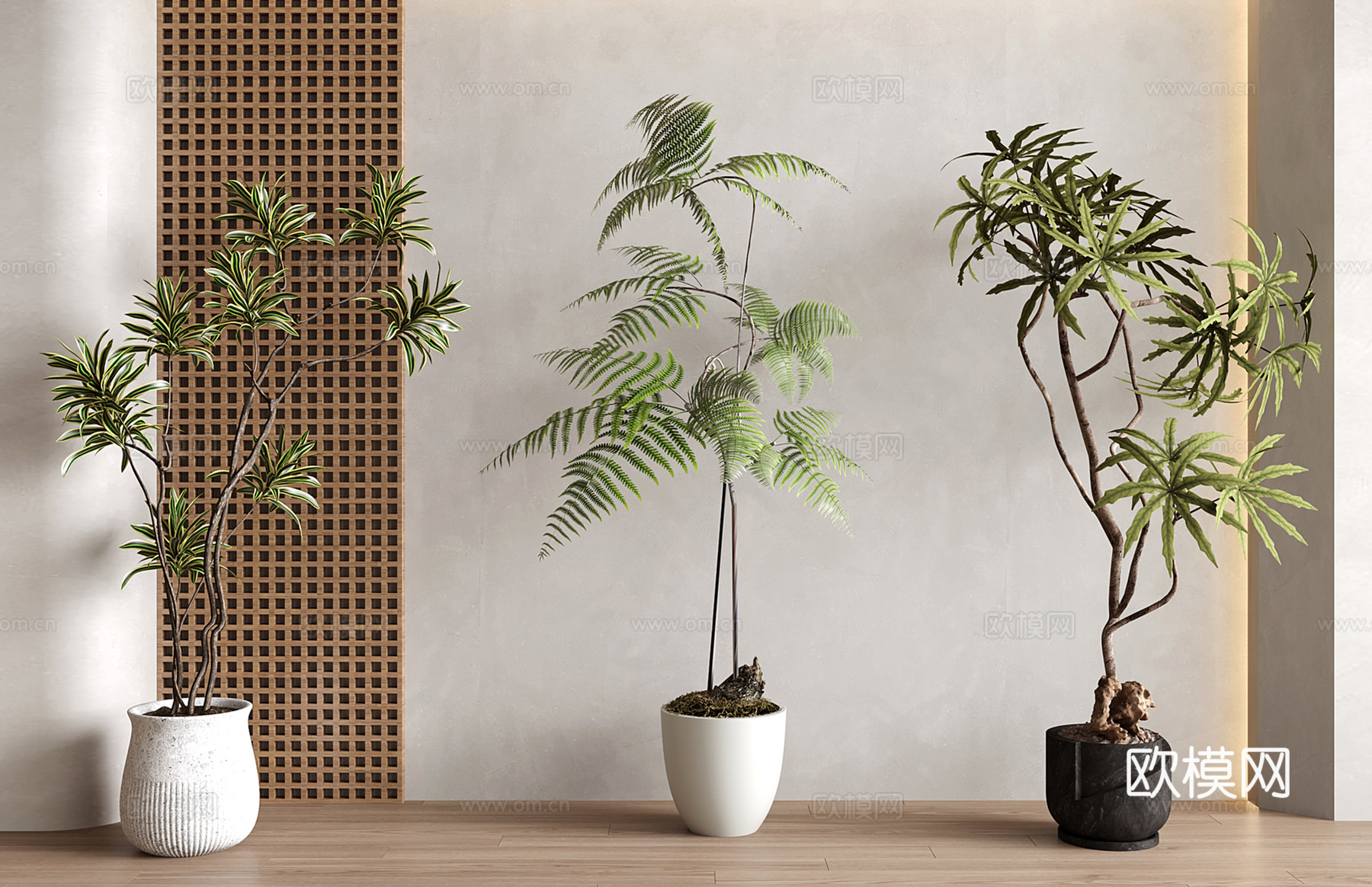 现代中古绿植盆栽 盆景su模型
