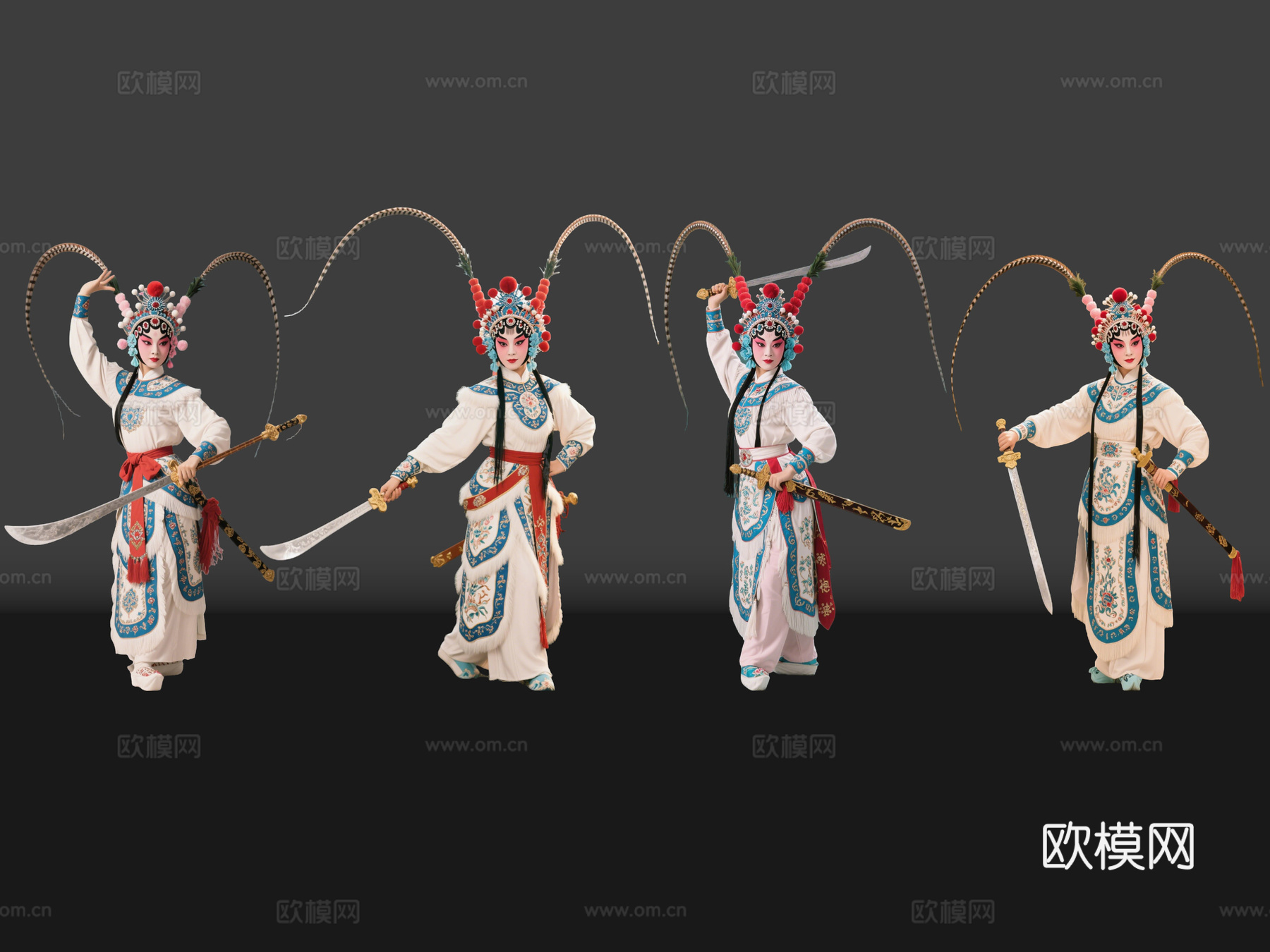 2D京剧人物 生旦净末丑 刀马旦 戏剧角色 地方戏剧 潮剧su模型