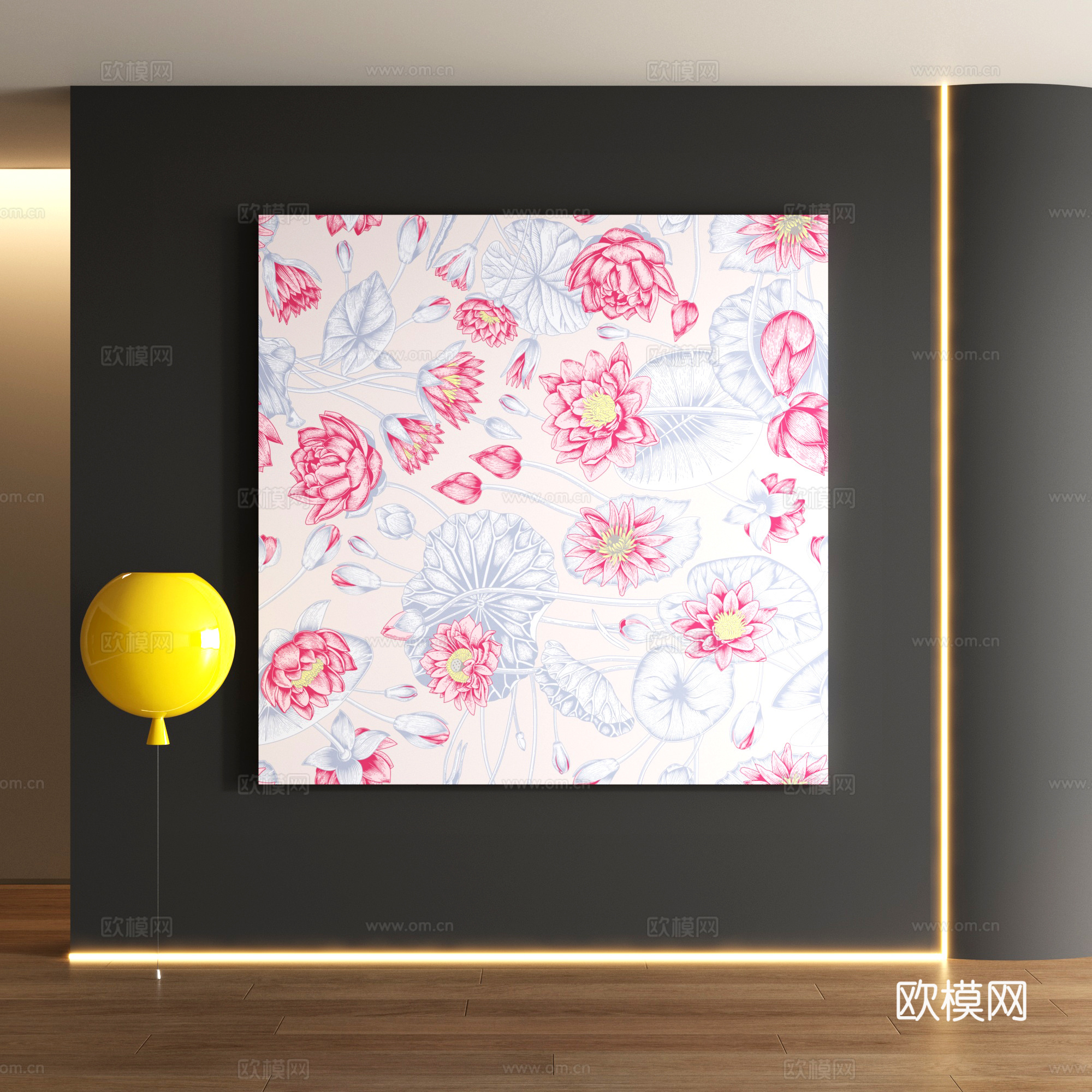 美式花卉装饰画su模型