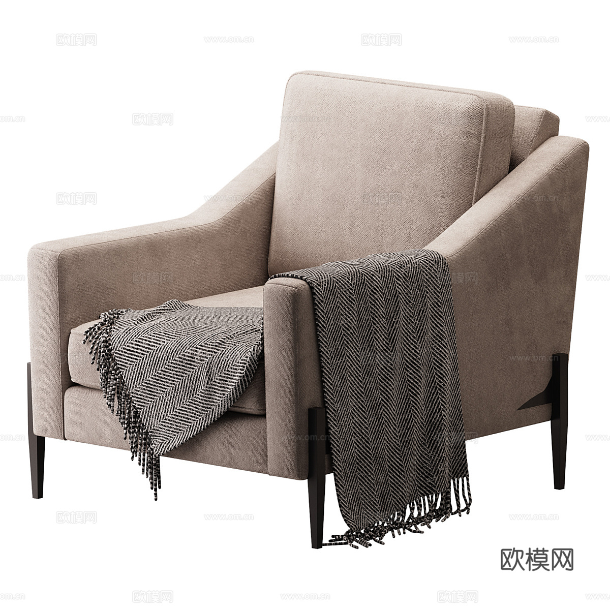 现代轻奢布艺扶手椅3d模型