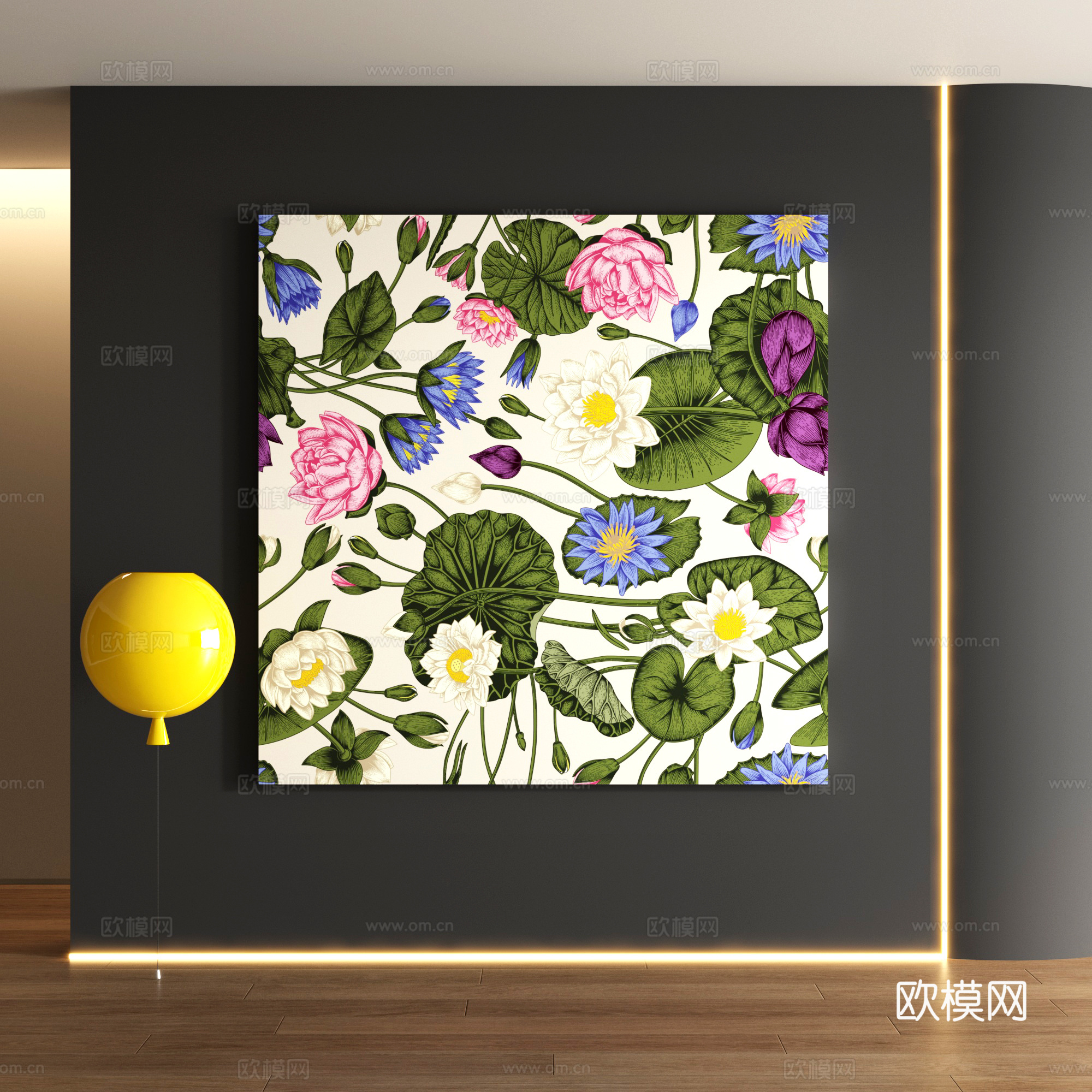 美式花卉装饰画su模型