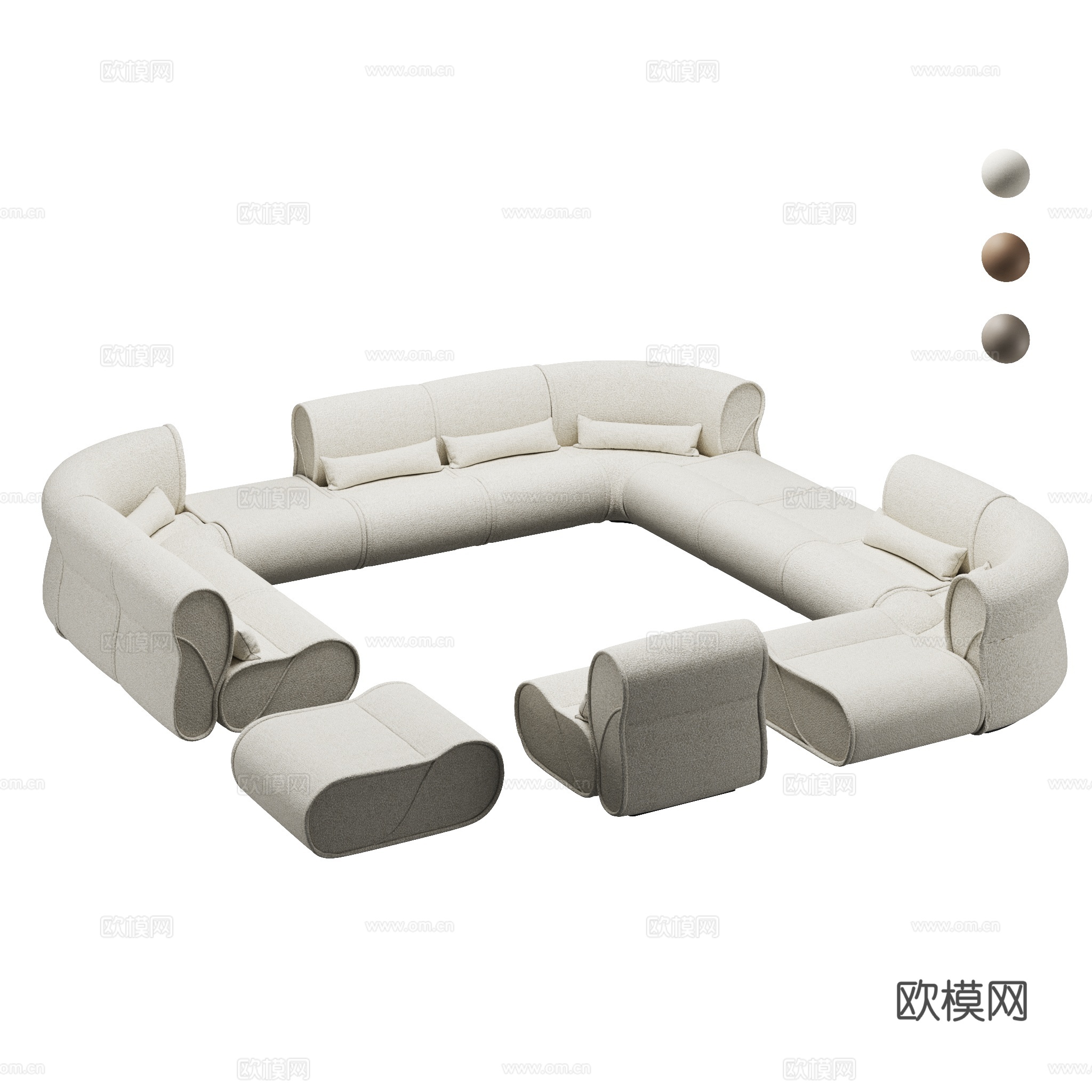 得闲 叠系列沙发 模块化沙发组合3d模型