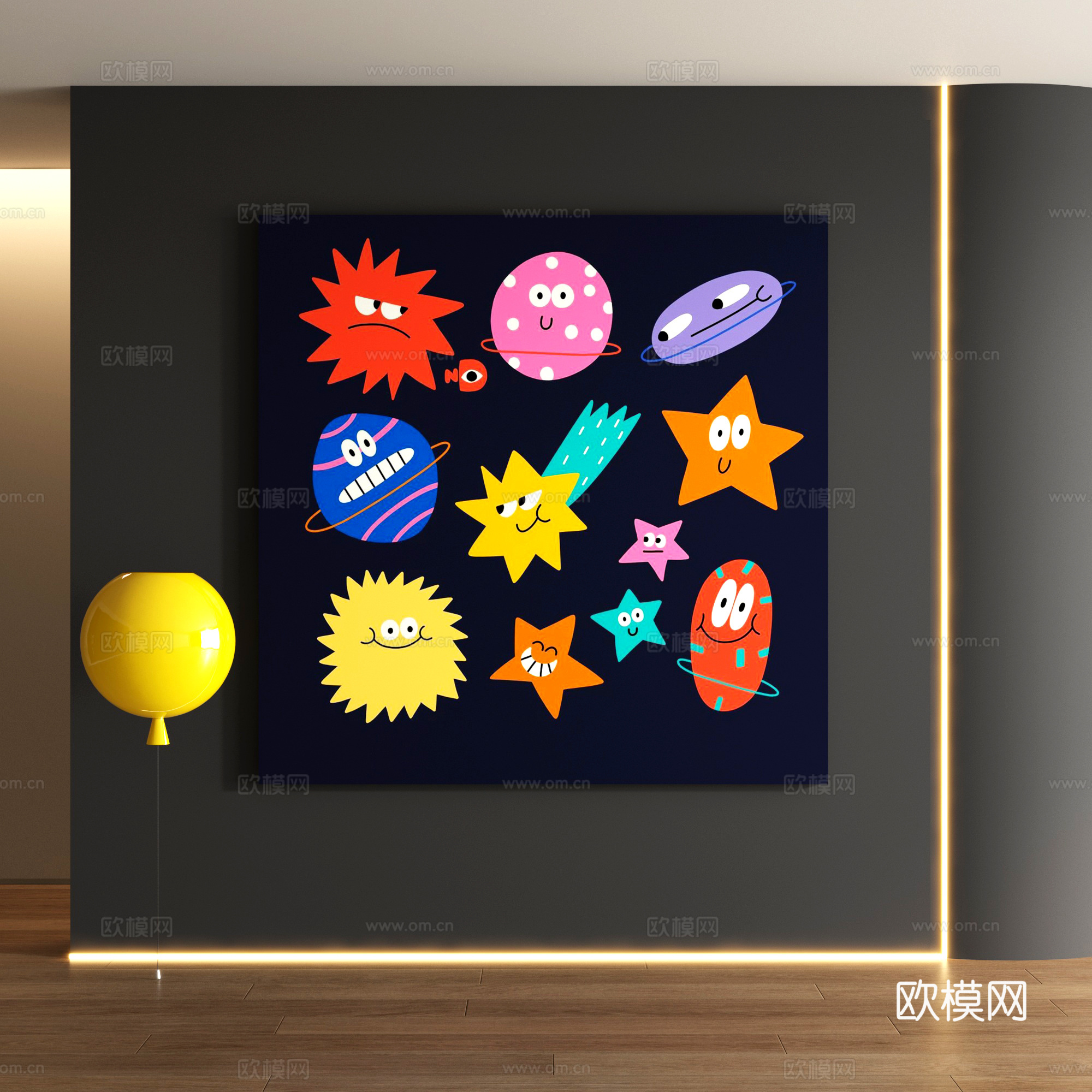 多巴胺装饰画3d模型