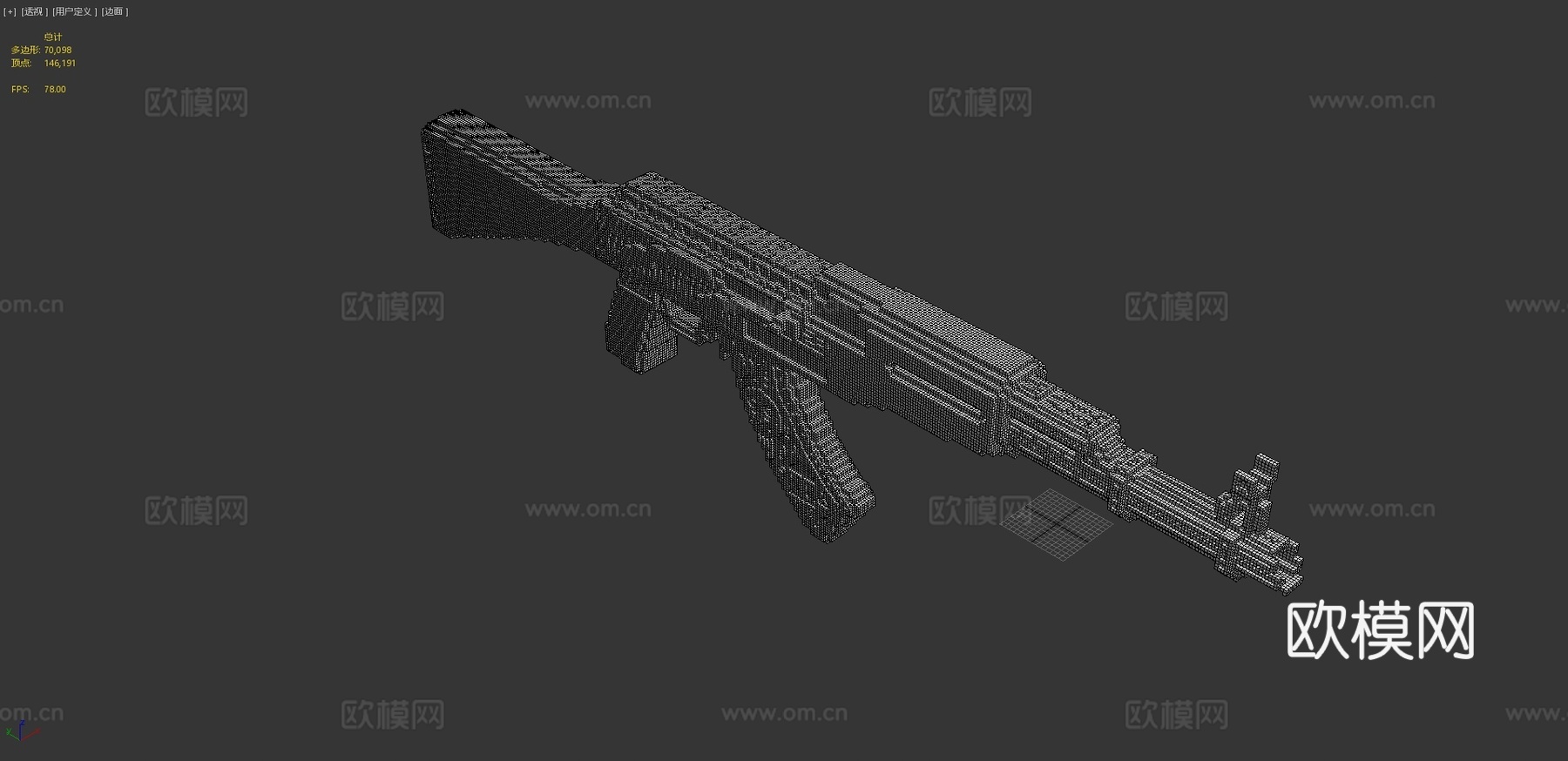 AK47-卡特尔(立方体-64-128)3d模型